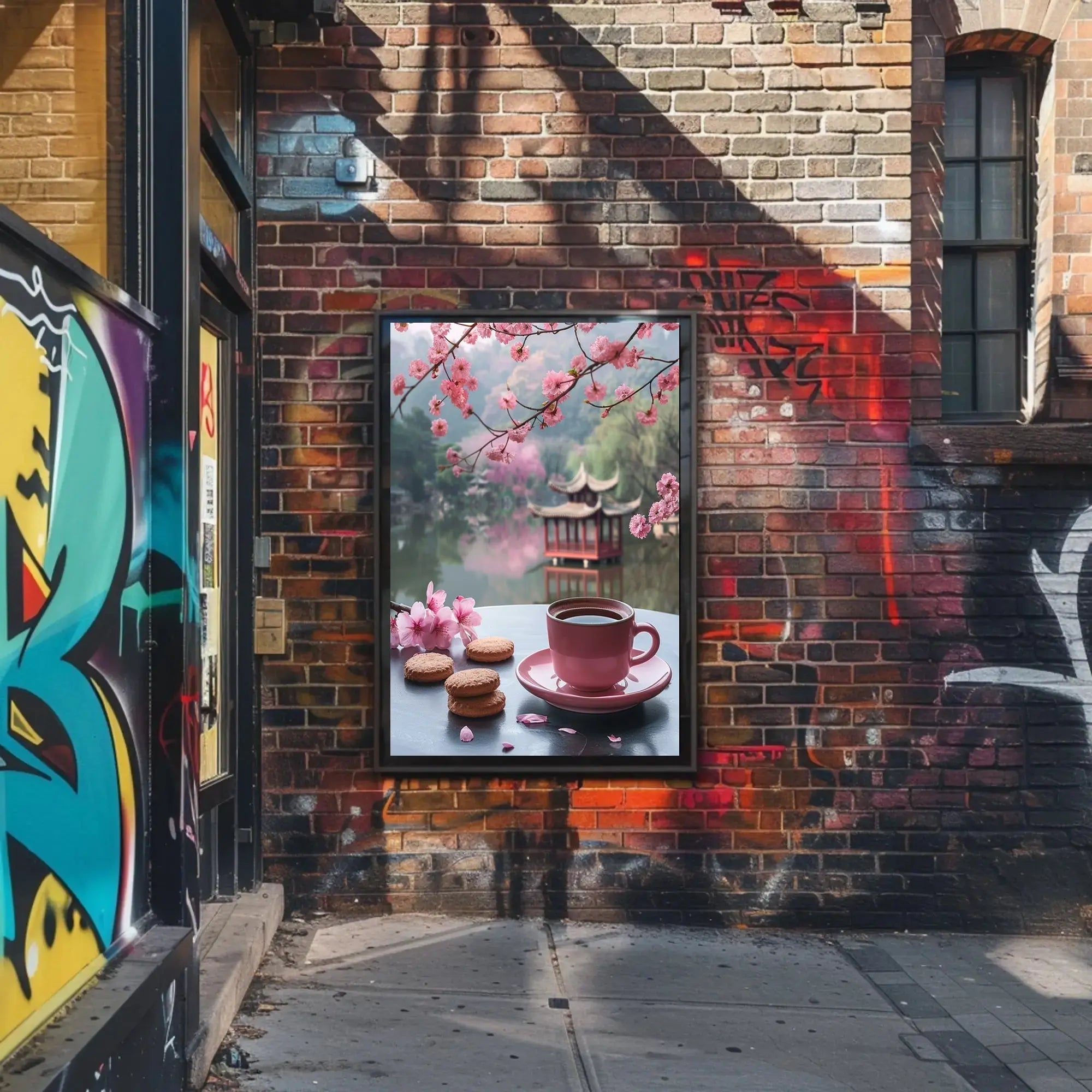 Serene Cherry Blossom Landscape Asian Cultural Heritage Poster PosterGoat