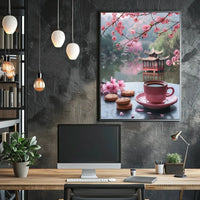 Serene Cherry Blossom Landscape Asian Cultural Heritage Poster PosterGoat