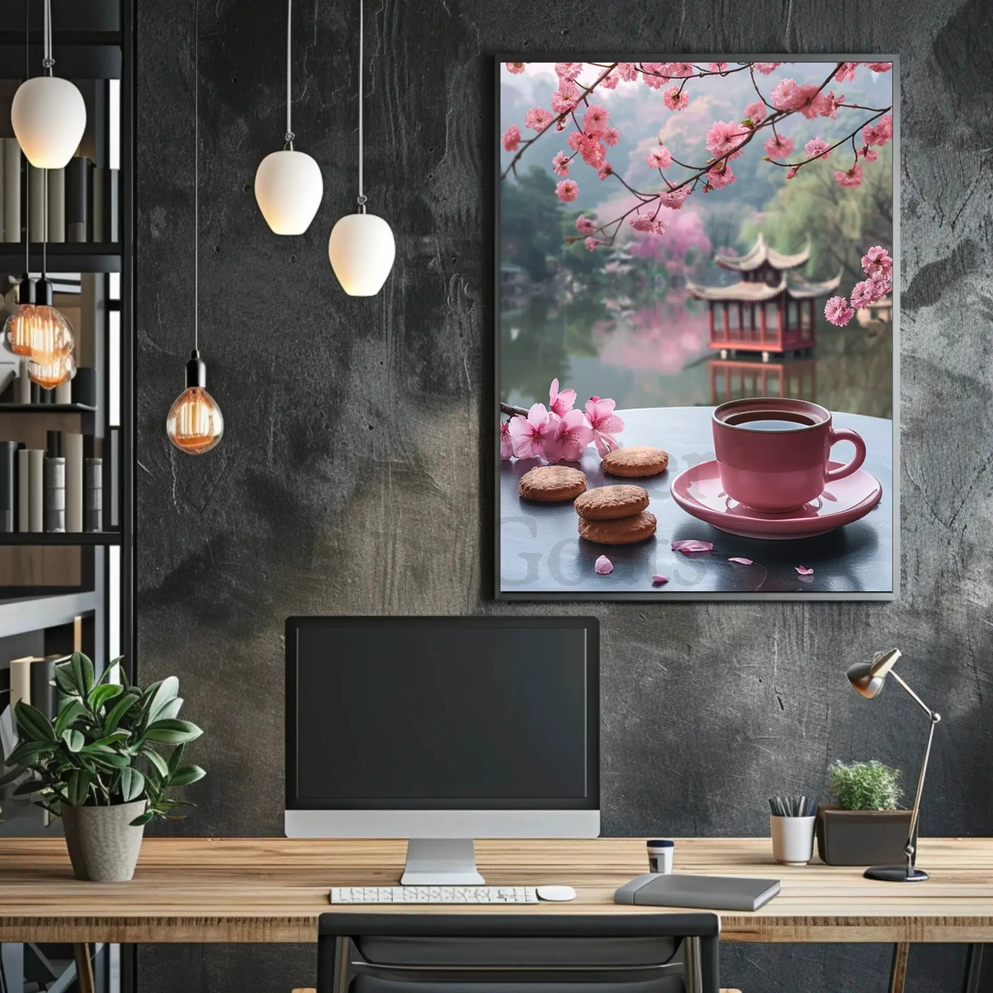 Serene Cherry Blossom Landscape Asian Cultural Heritage Poster PosterGoat