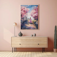 Serene Cherry Blossom Pathway Impressionistic Artistic Poster PosterGoat