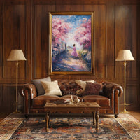 Serene Cherry Blossom Pathway Impressionistic Artistic Poster PosterGoat