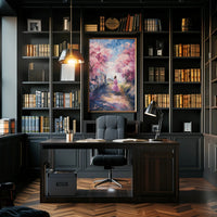 Serene Cherry Blossom Pathway Impressionistic Artistic Poster PosterGoat