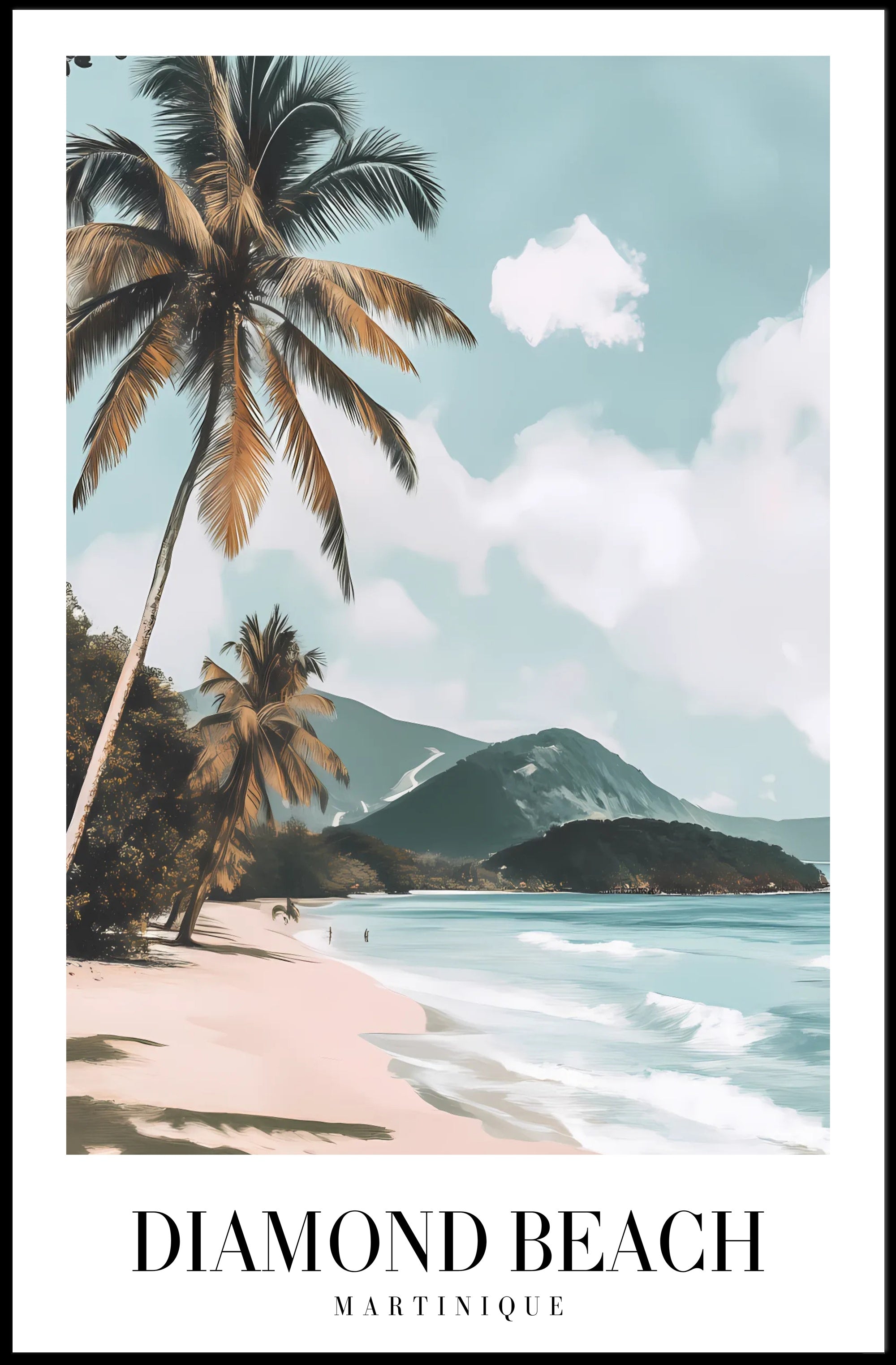 Serene Coastal Scene: Diamond Beach Travel Poster PosterGoat