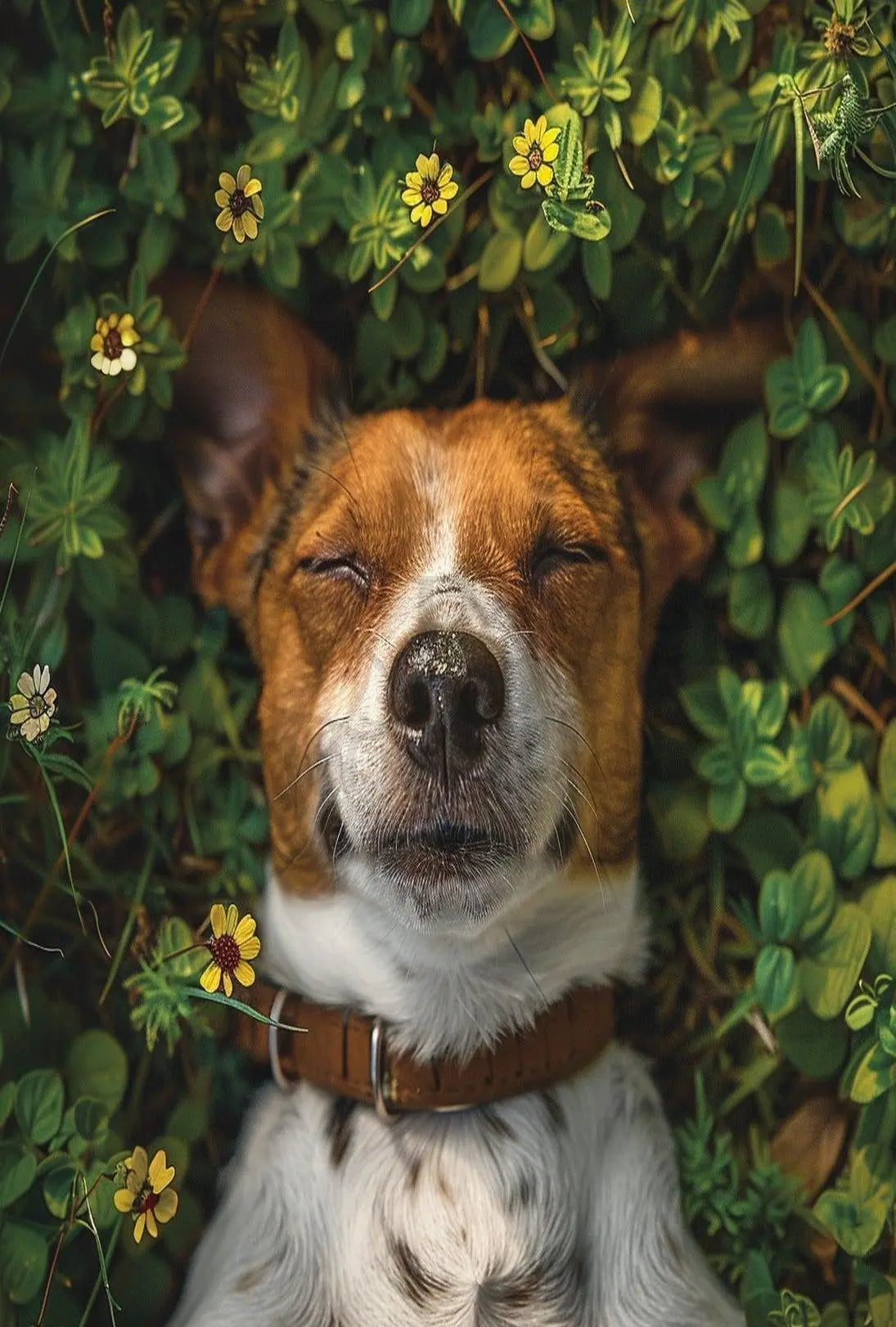 Serene Dog in Nature Close-Up: Animal Poster PosterGoat