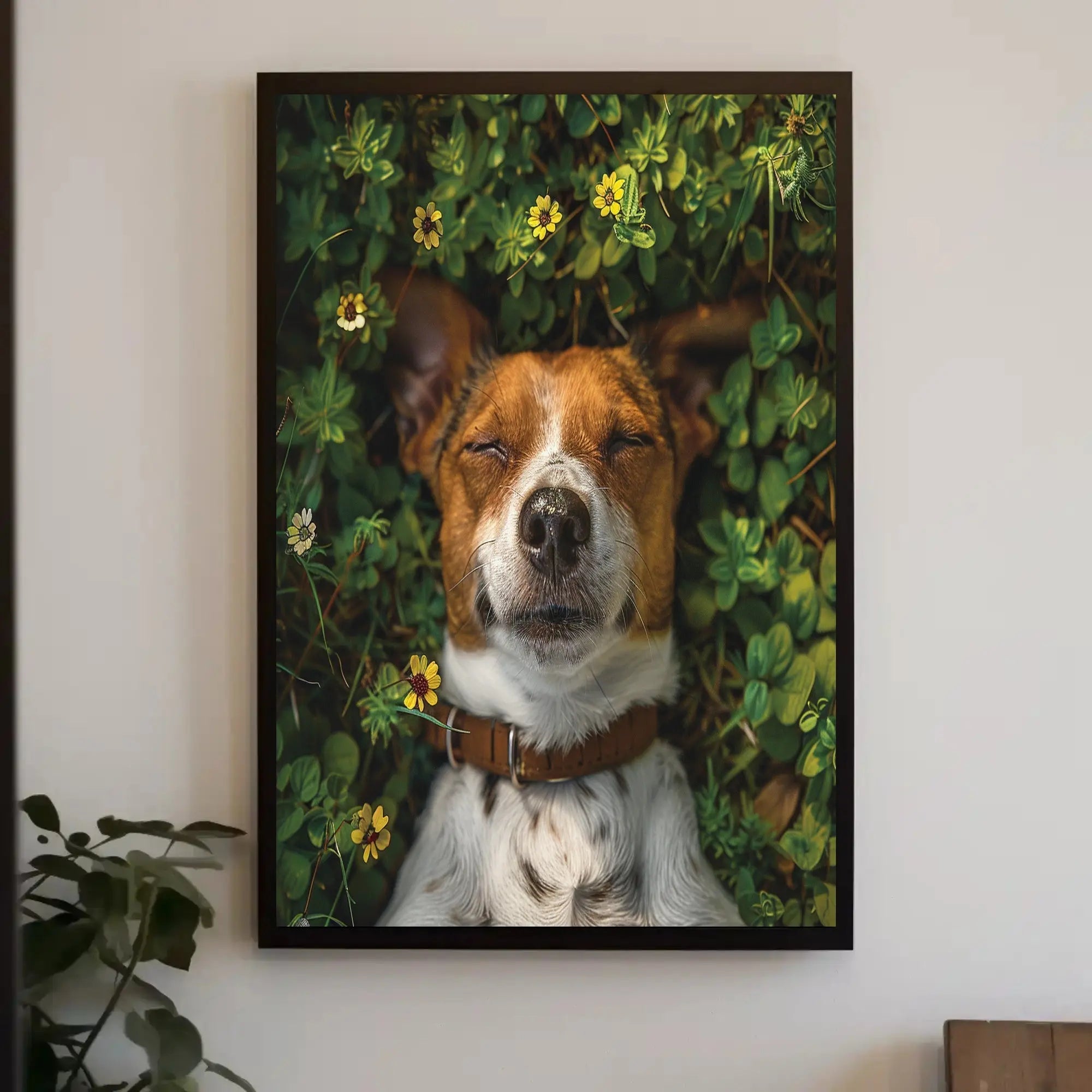 Serene Dog in Nature Close-Up: Animal Poster PosterGoat