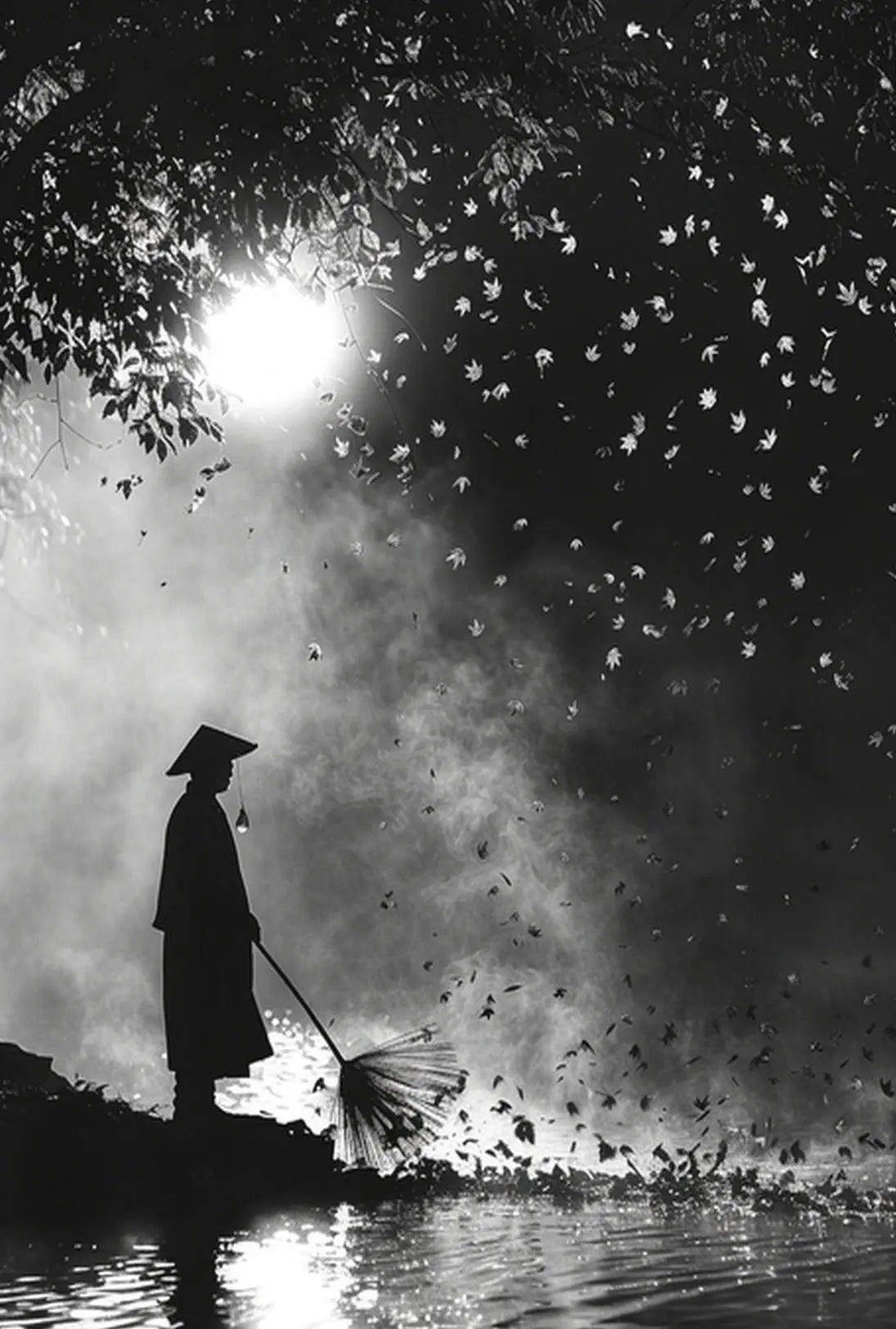 Serene Eastern Monk by Water Cultural Heritage Poster PosterGoat