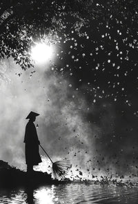 Serene Eastern Monk by Water Cultural Heritage Poster PosterGoat