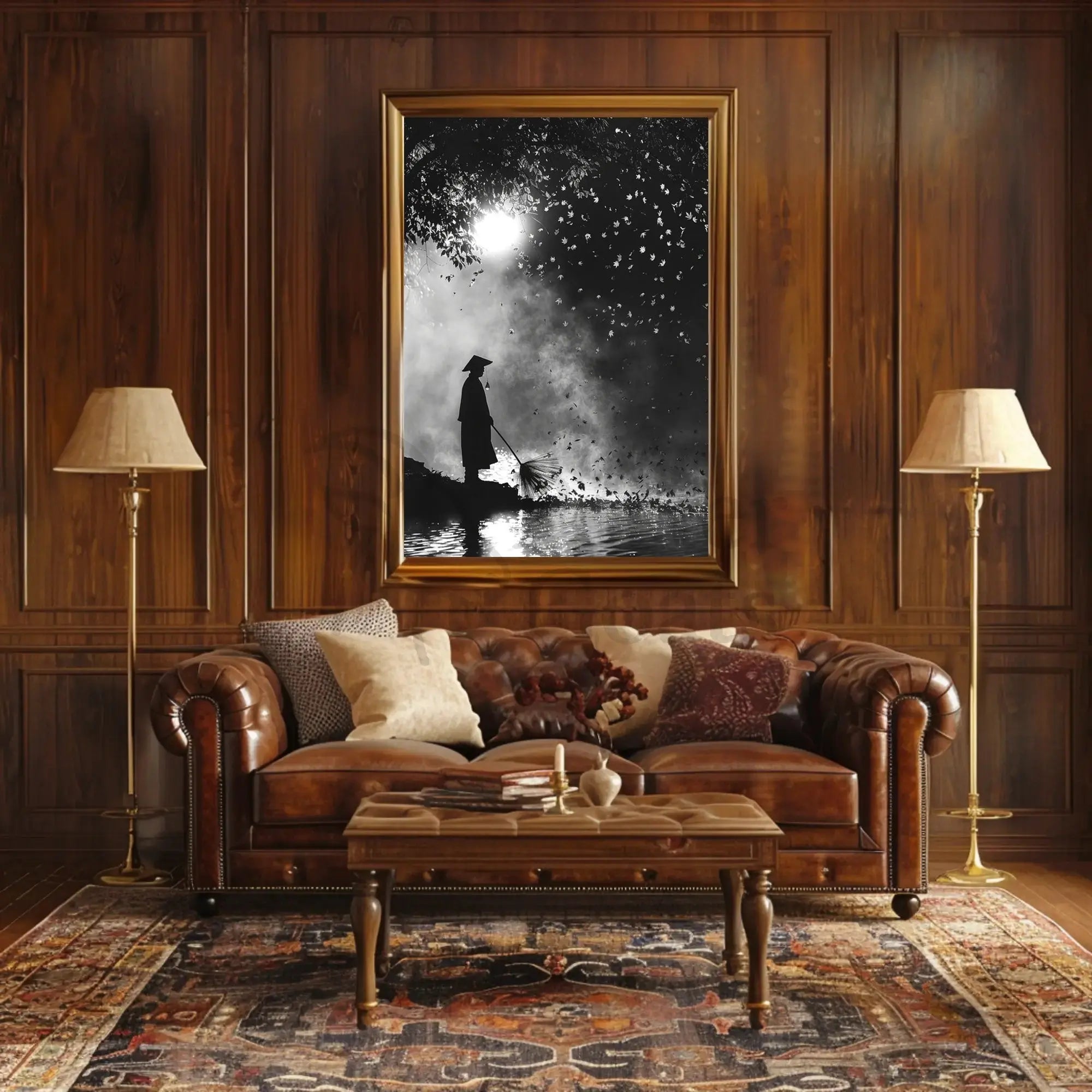 Serene Eastern Monk by Water Cultural Heritage Poster PosterGoat