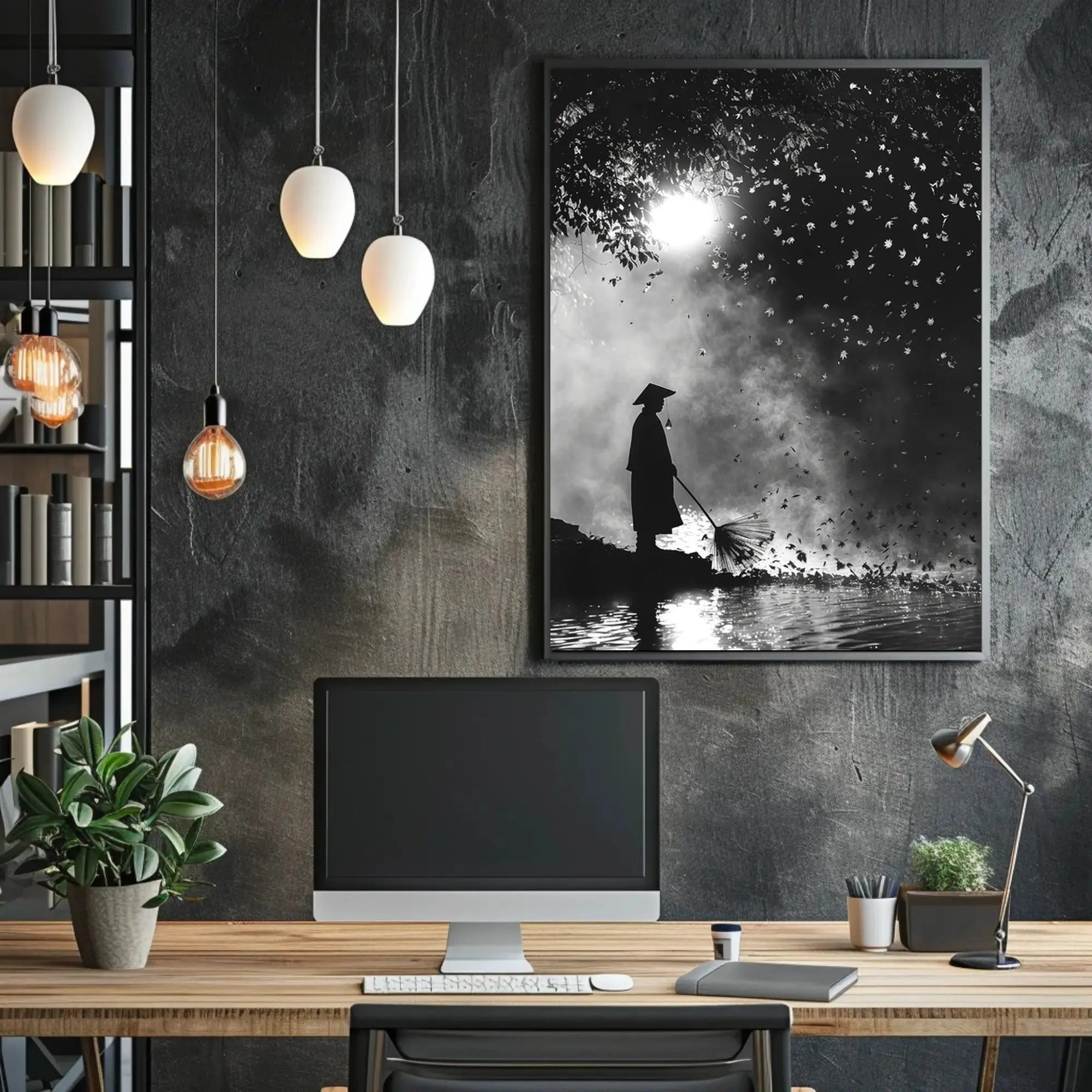 Serene Eastern Monk by Water Cultural Heritage Poster PosterGoat