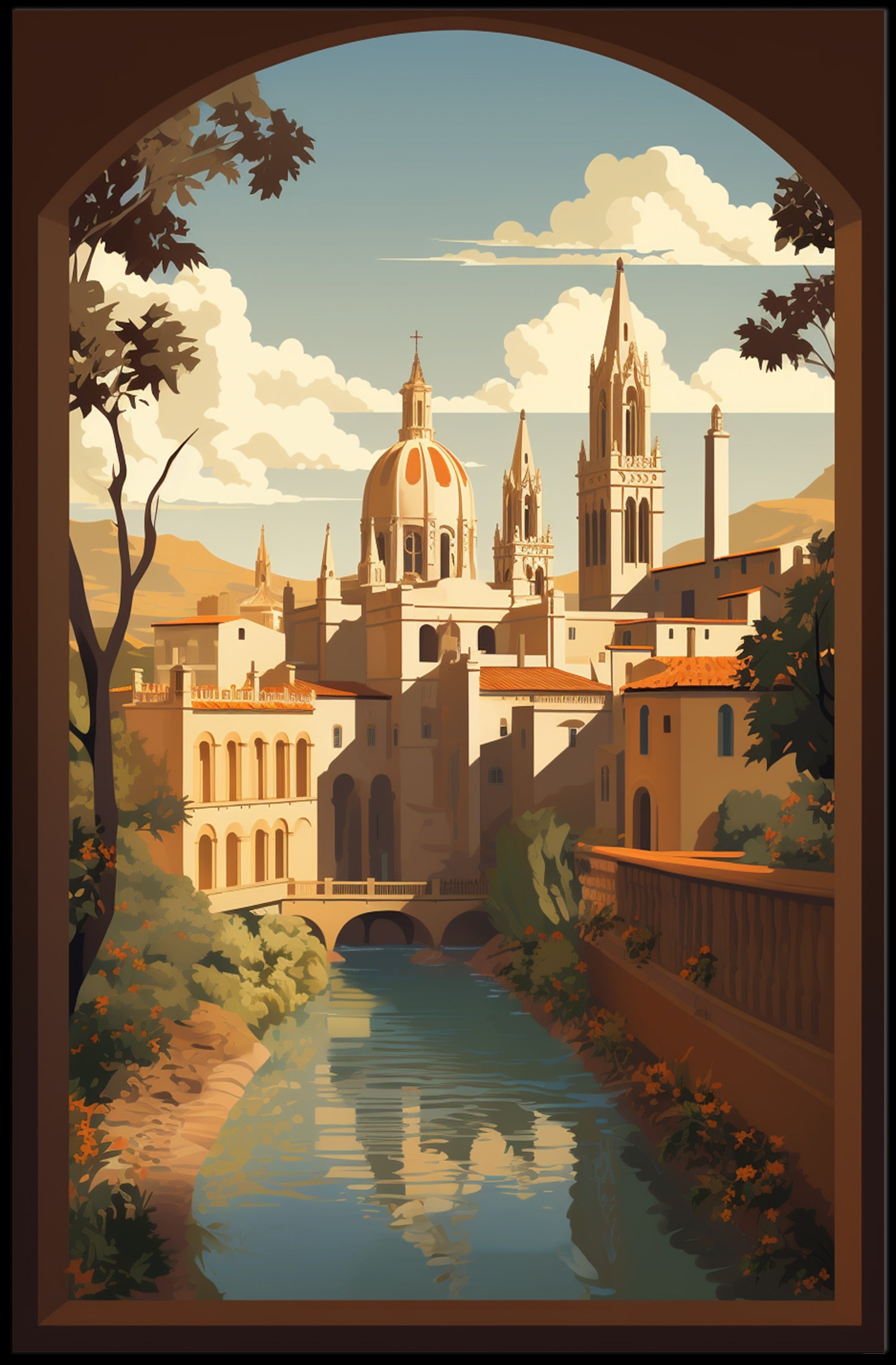 Serene European Architecture Travel Poster PosterGoat
