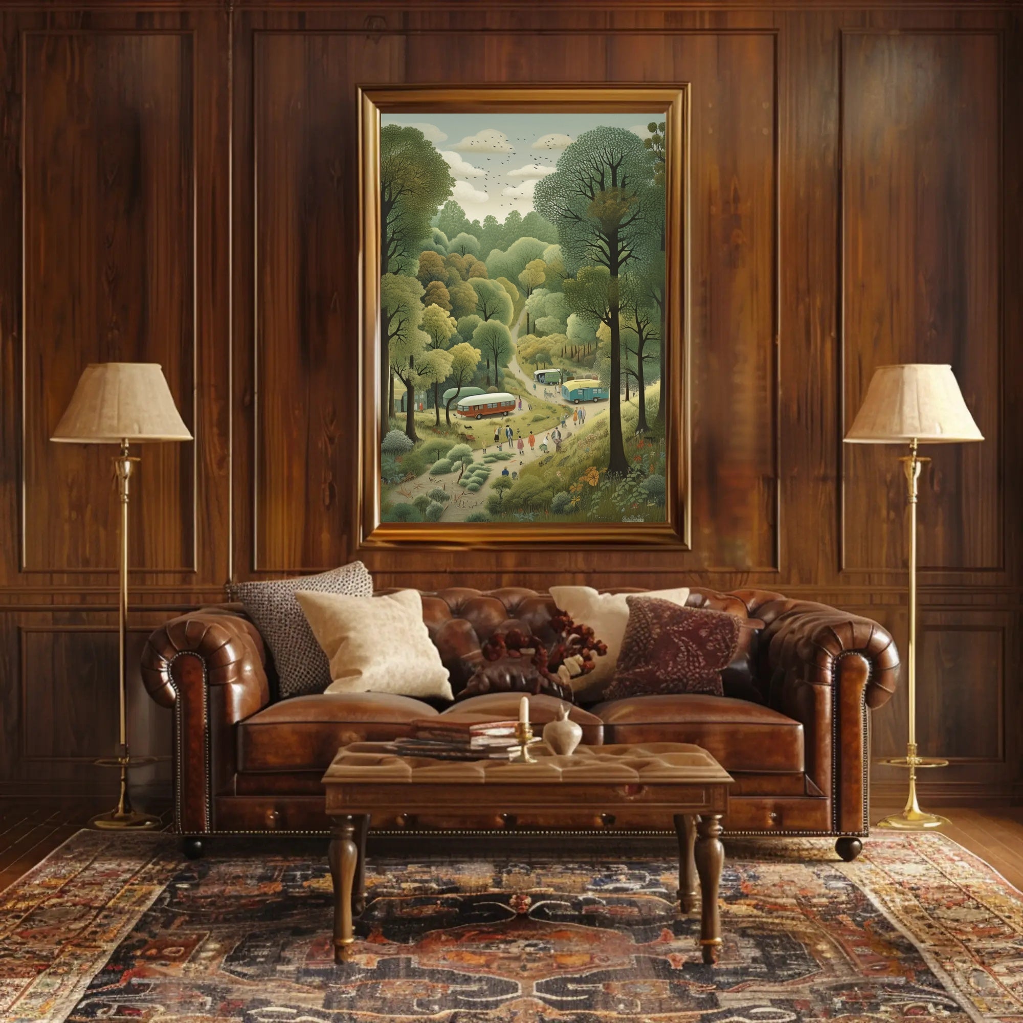 Serene Forest Camp Site in Lush Greenery National Park Poster PosterGoat