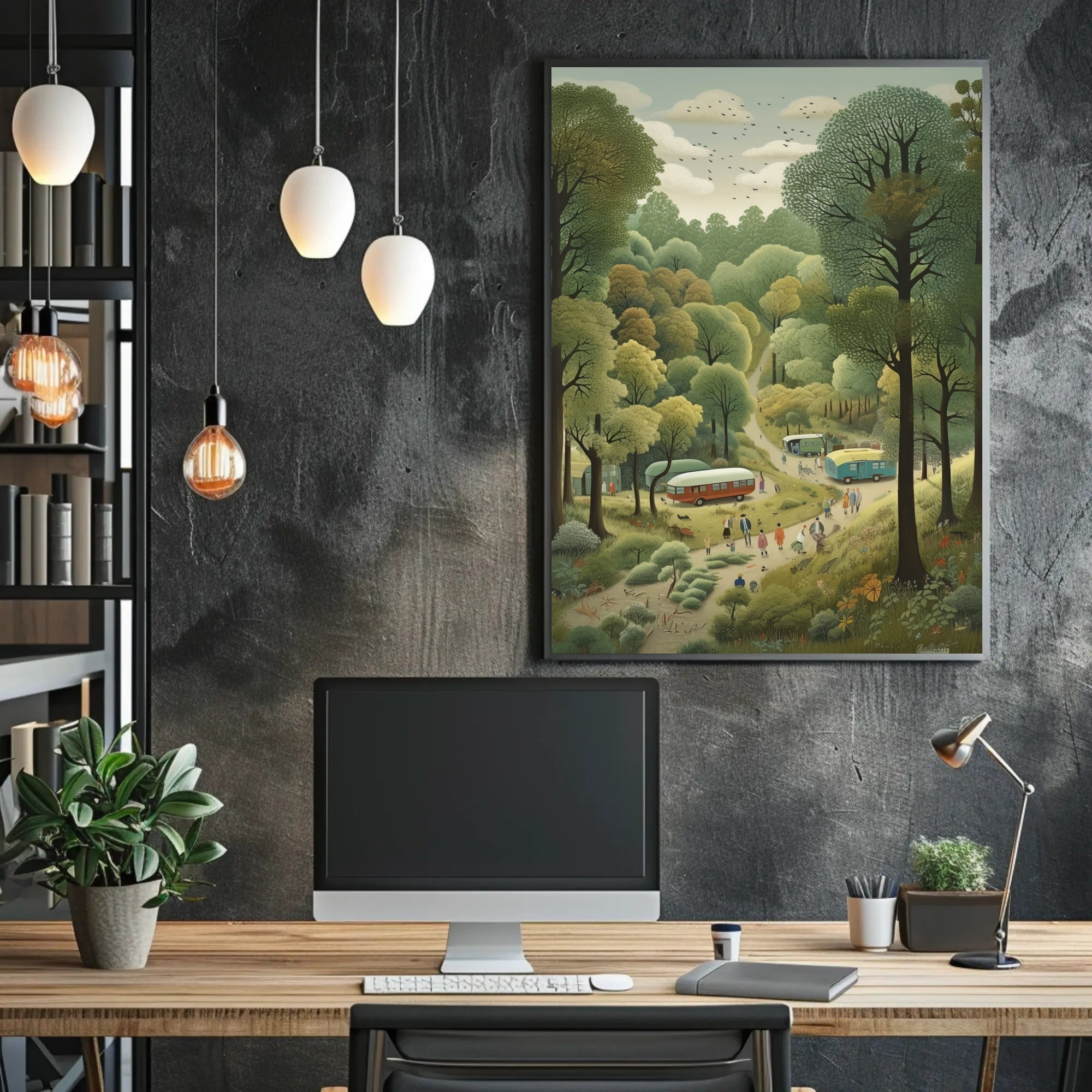 Serene Forest Camp Site in Lush Greenery National Park Poster PosterGoat