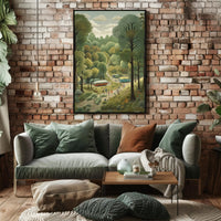 Serene Forest Camp Site in Lush Greenery National Park Poster PosterGoat