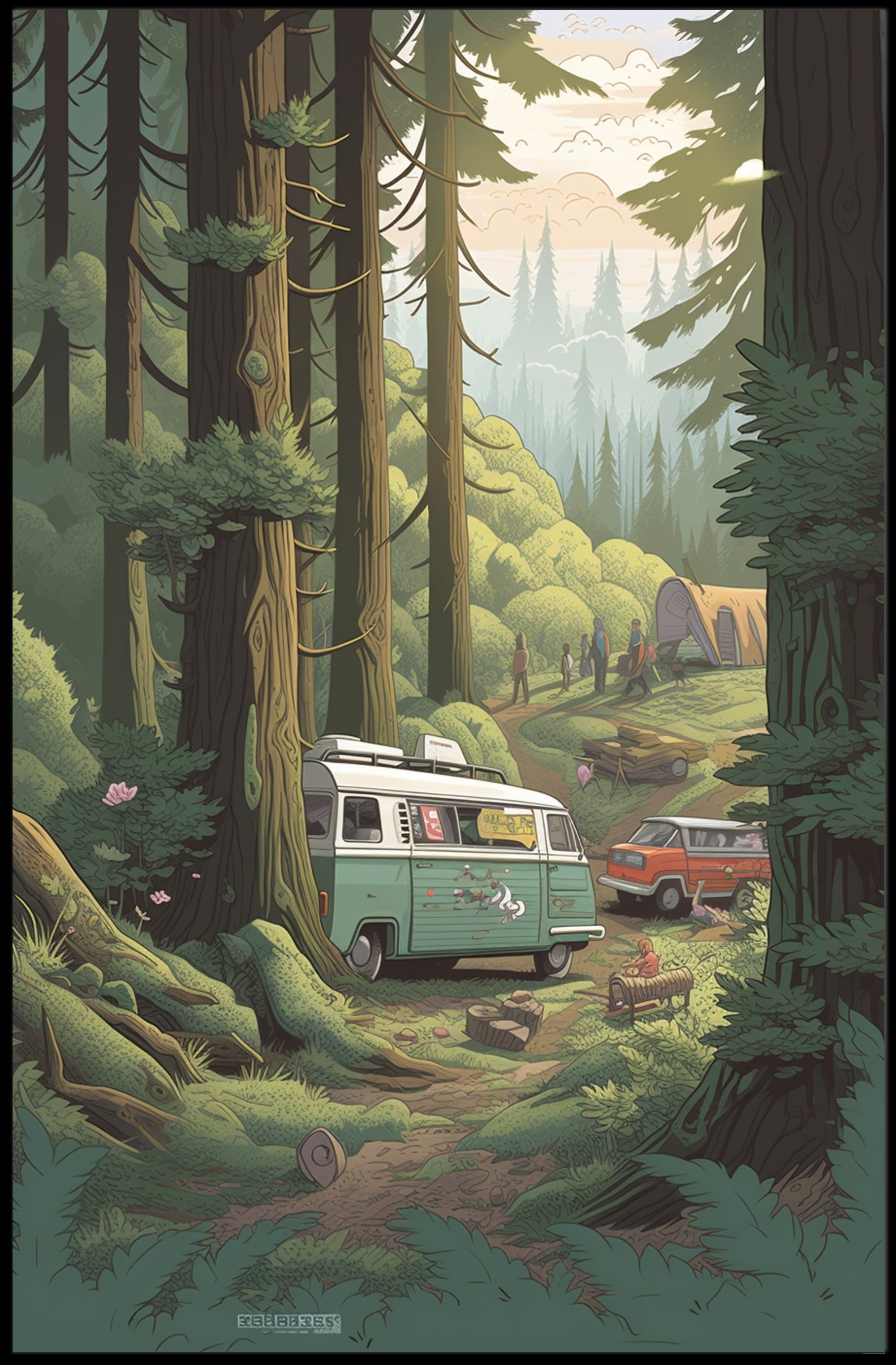 Serene Forest Vintage Vans Travel Poster PosterGoat