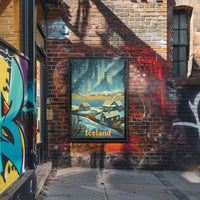 Serene Icelandic Village Aurora Travel Poster PosterGoat