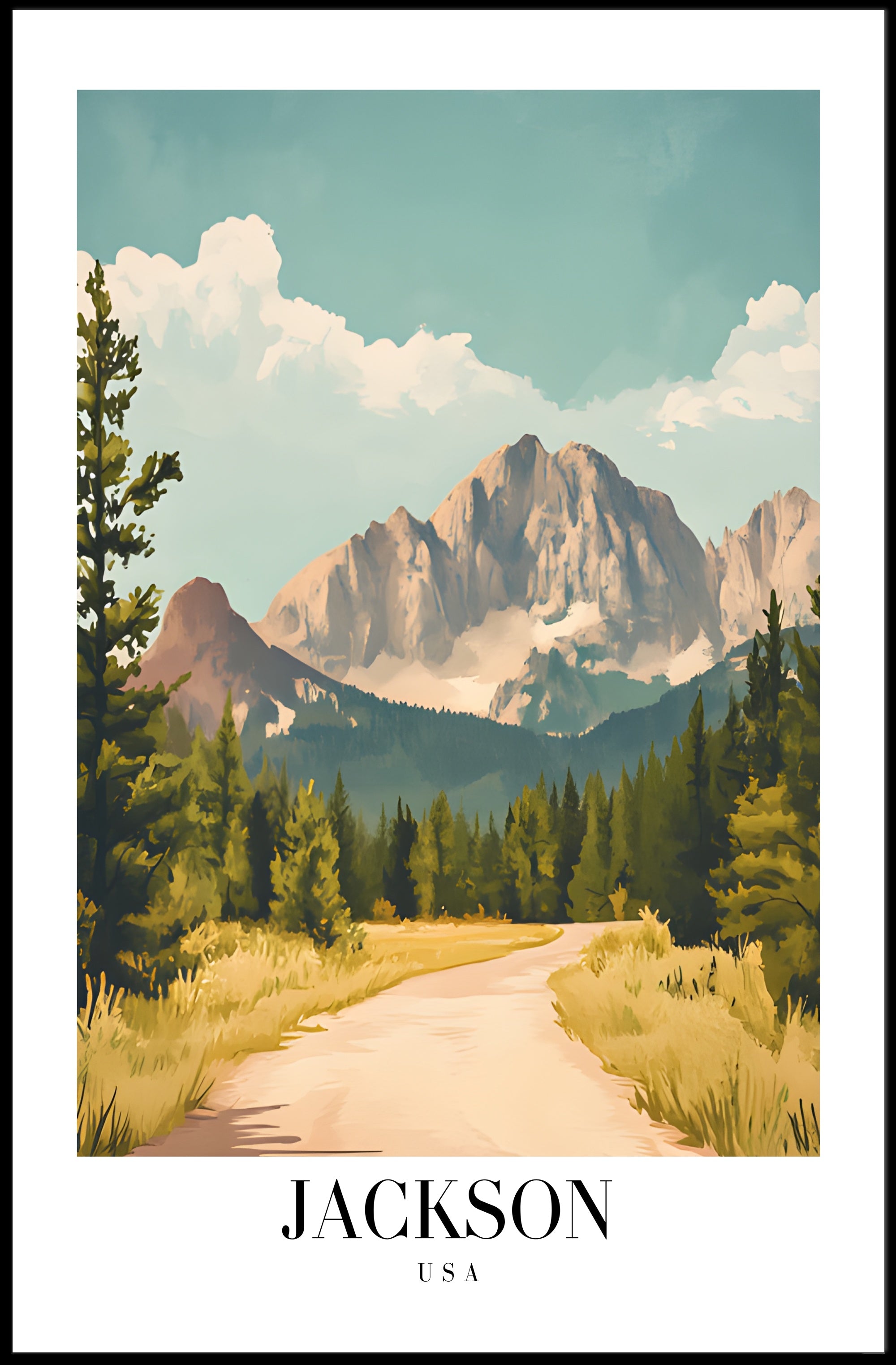 Serene Jackson Forest Pathway National Park Poster PosterGoat