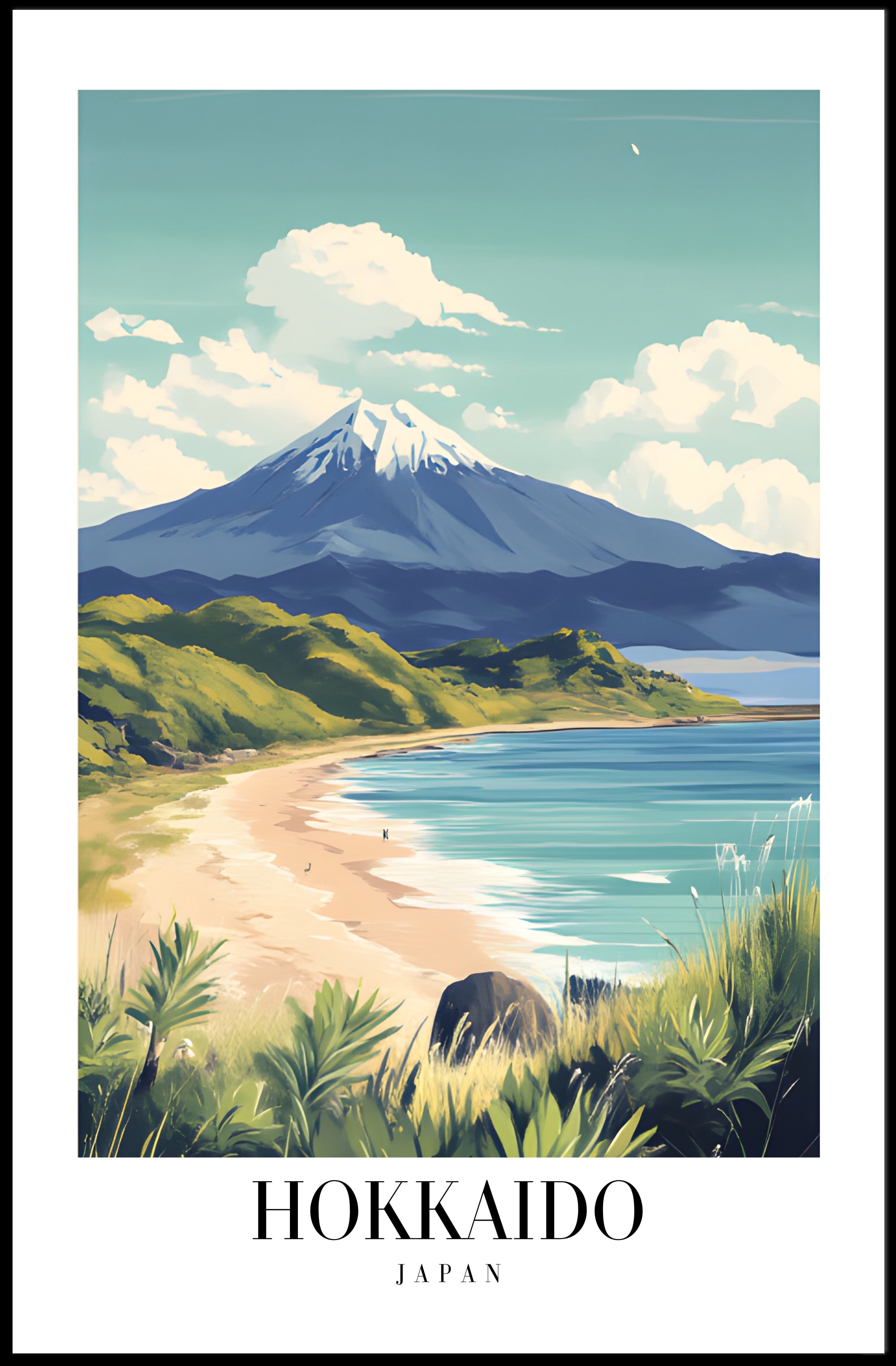 Serene Japanese Coastal Landscape Travel Poster PosterGoat