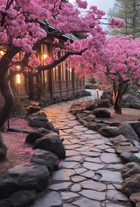 Serene Japanese Garden Scene Cultural or Heritage Poster PosterGoat