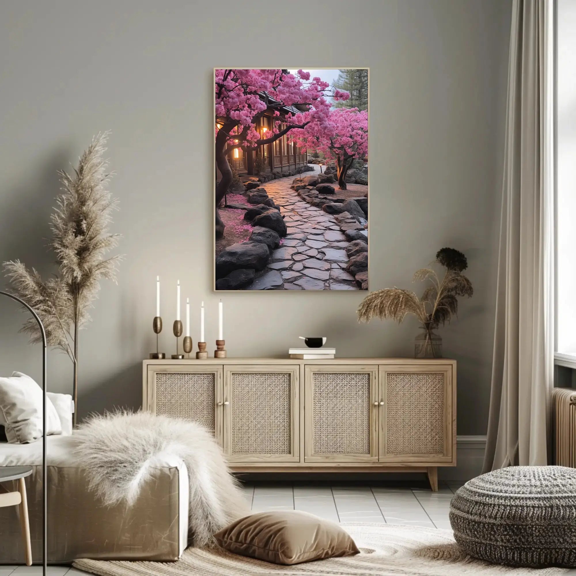 Serene Japanese Garden Scene Cultural or Heritage Poster PosterGoat