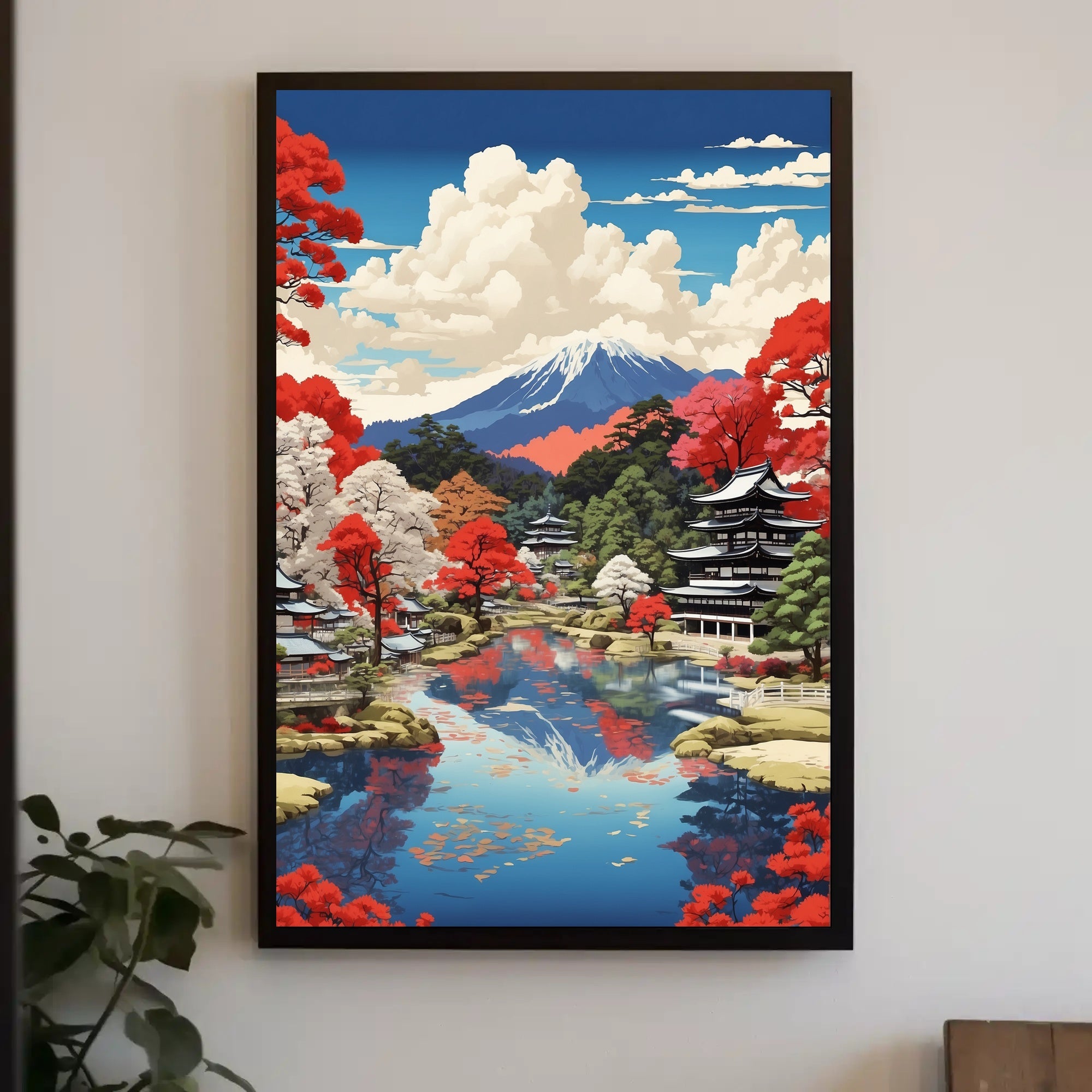 Serene Japanese Landscape with Mount Fuji Heritage Poster PosterGoat