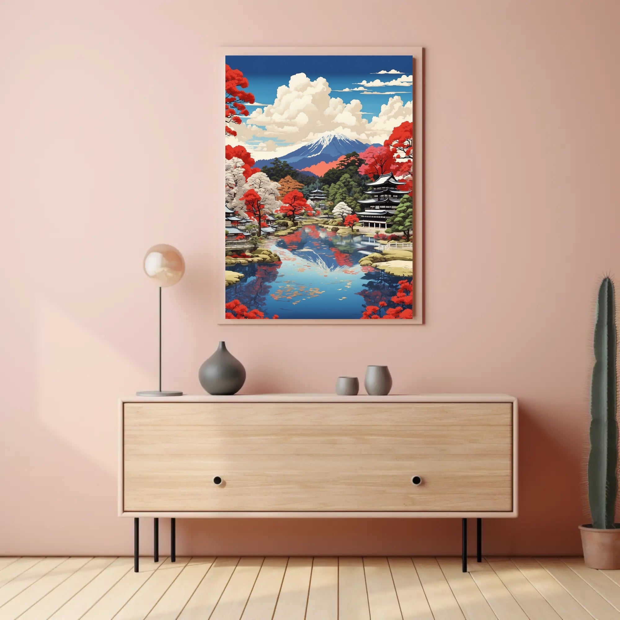 Serene Japanese Landscape with Mount Fuji Heritage Poster PosterGoat
