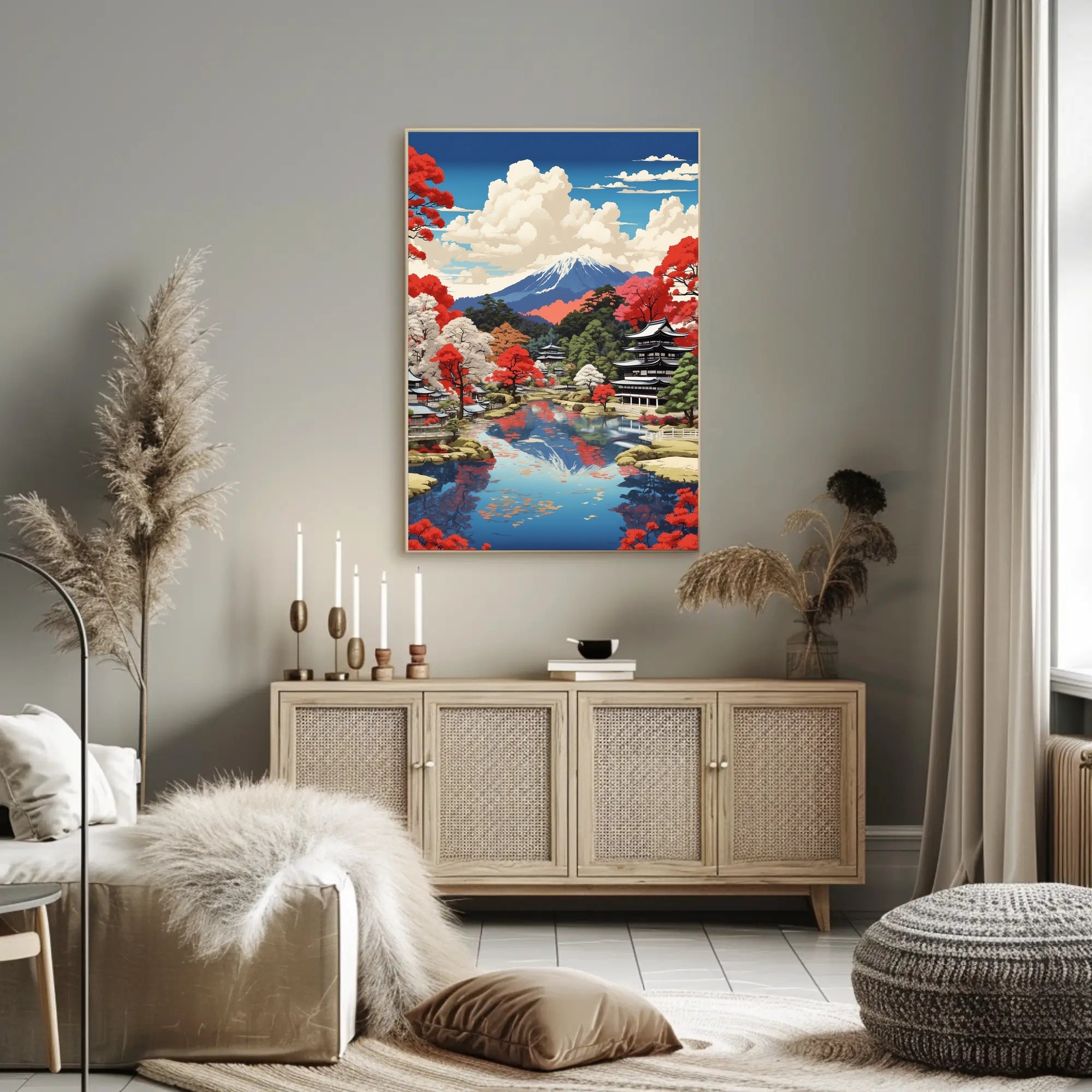 Serene Japanese Landscape with Mount Fuji Heritage Poster PosterGoat