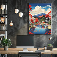 Serene Japanese Landscape with Mount Fuji Heritage Poster PosterGoat