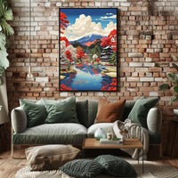 Serene Japanese Landscape with Mount Fuji Heritage Poster PosterGoat