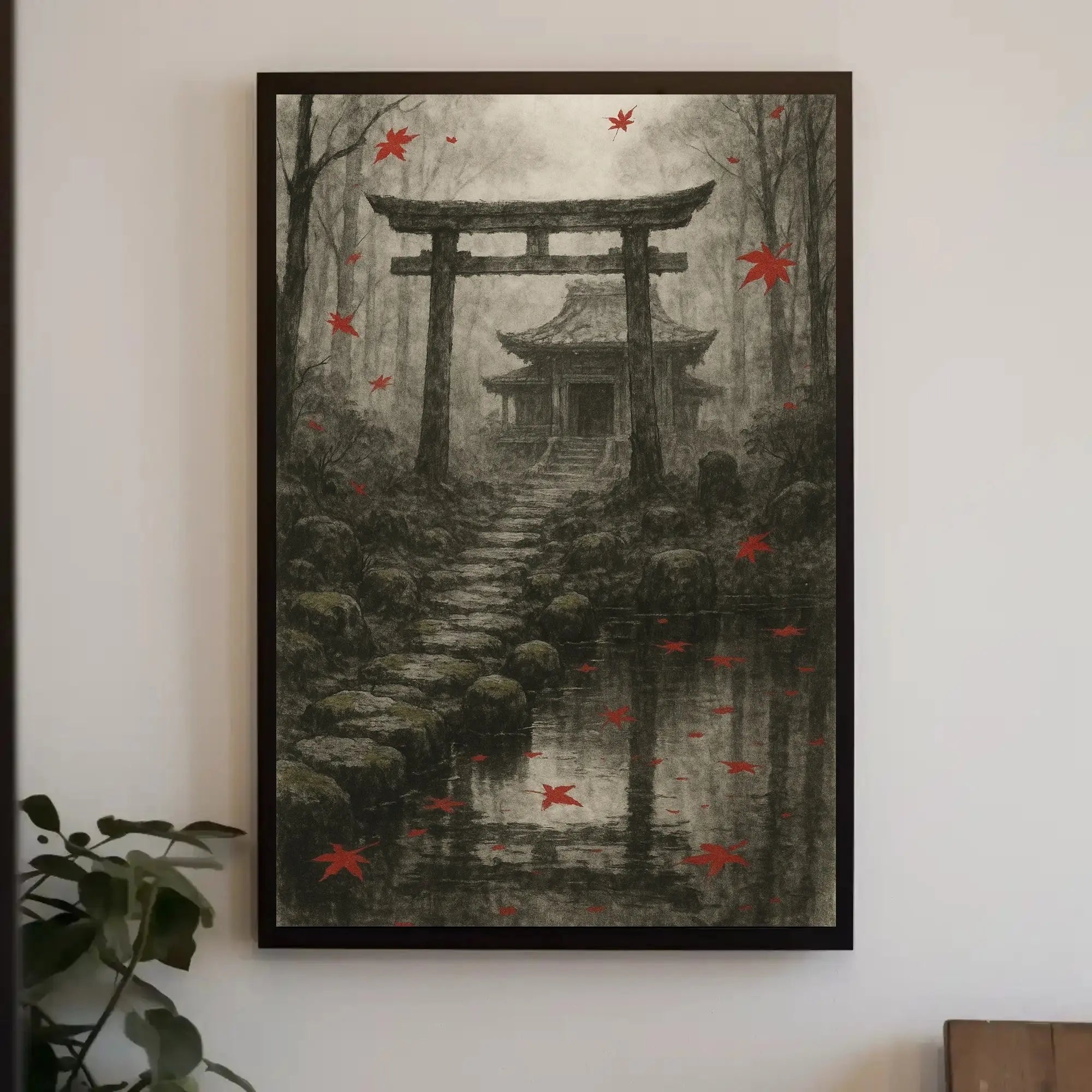 Serene Japanese Torii Gate Autumn Cultural Heritage Poster PosterGoat