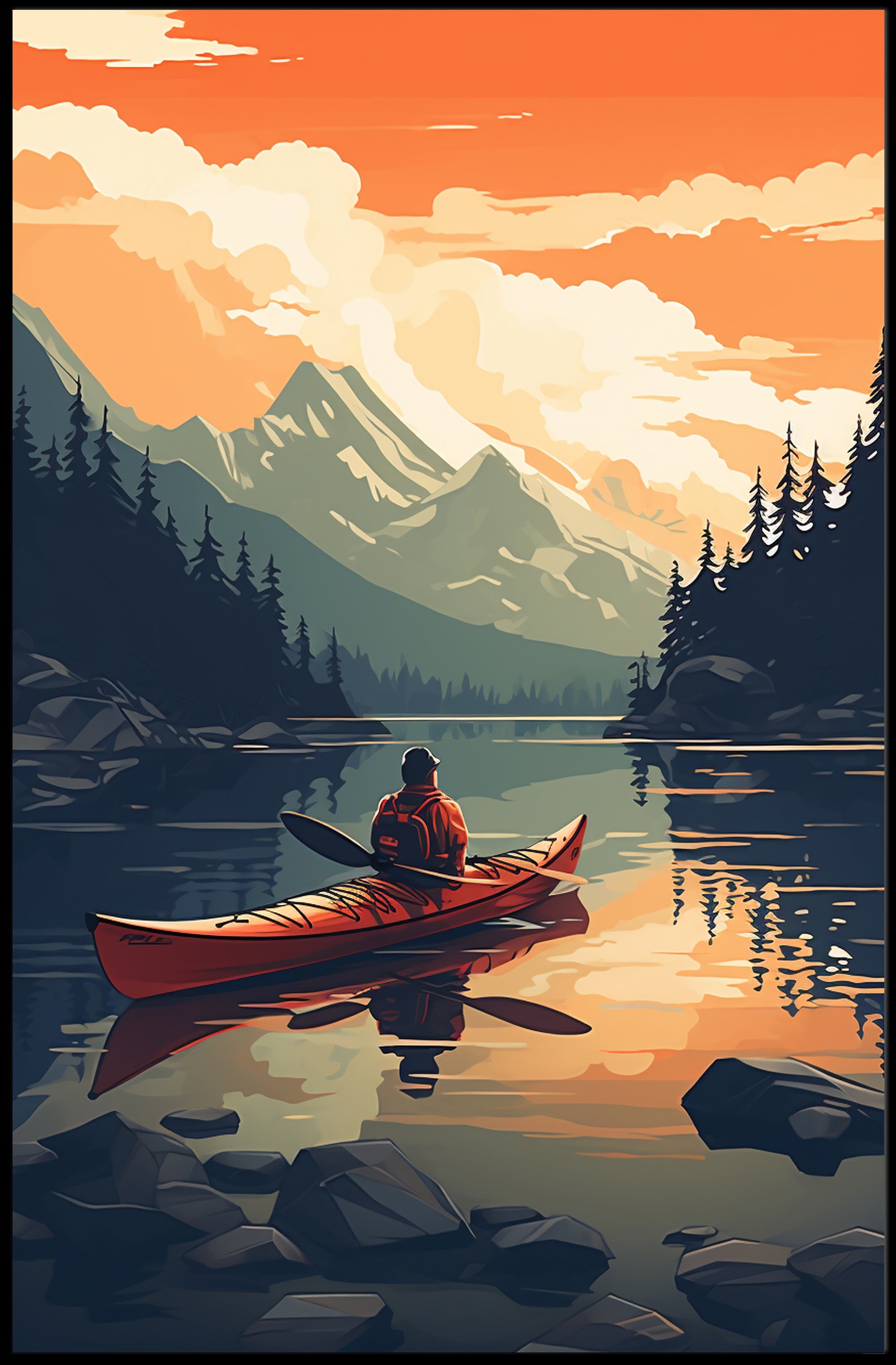 Serene Kayaking Adventure National Park Poster PosterGoat