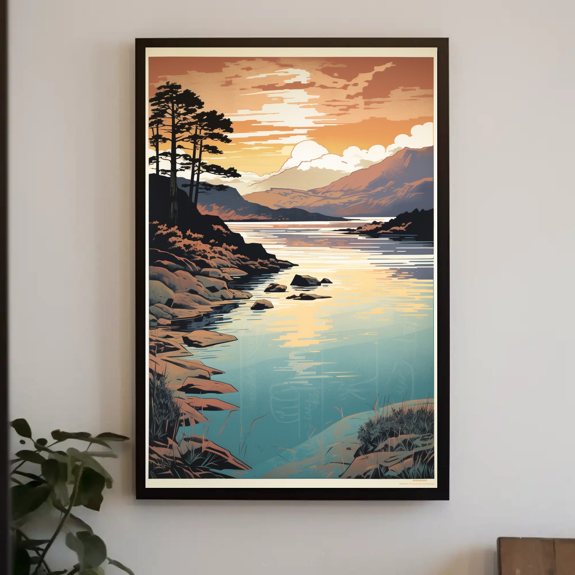 Serene Lakeside Sunset National Park Poster PosterGoat