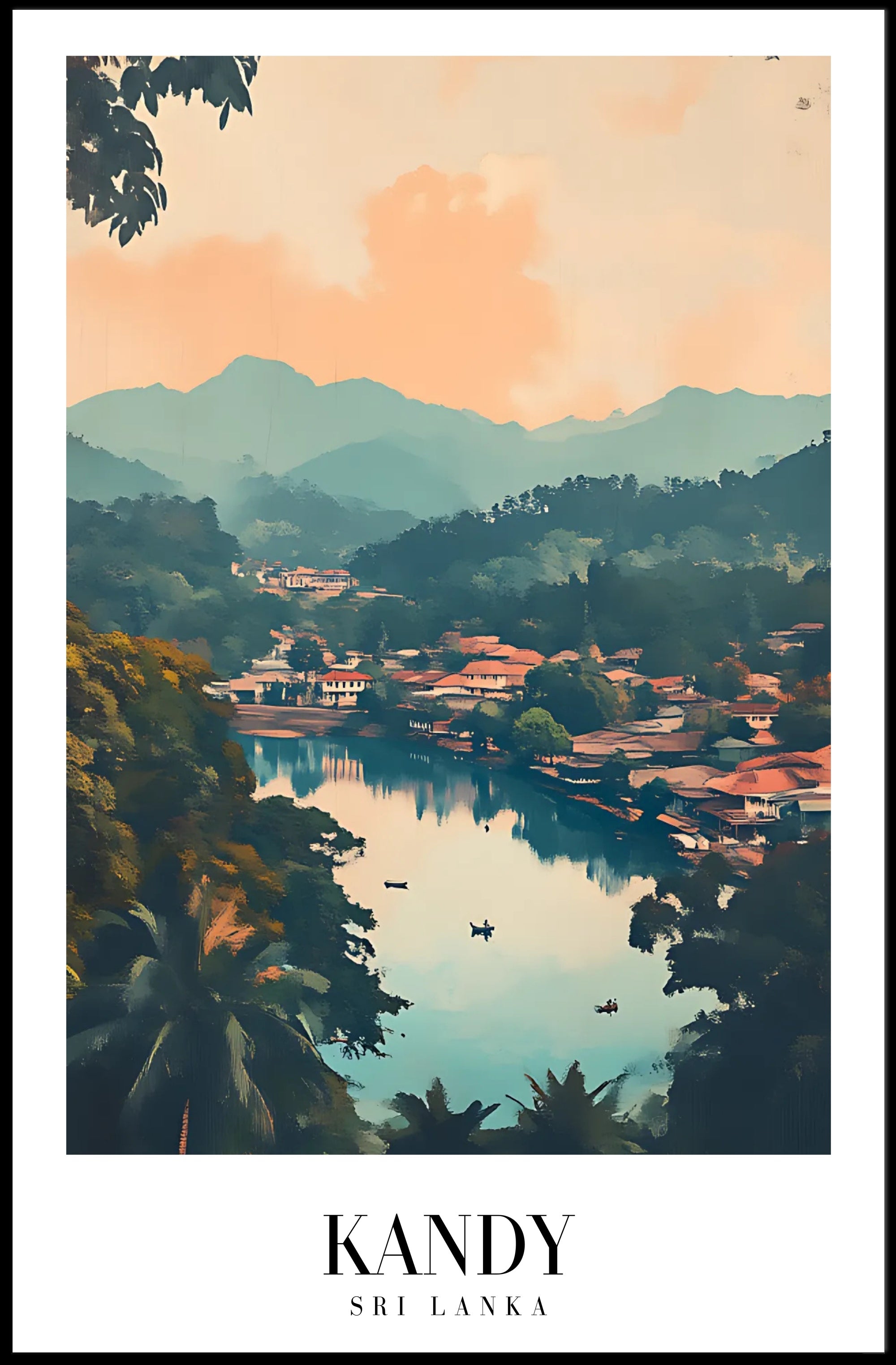 Serene Landscape of Kandy: Vintage Travel Poster PosterGoat
