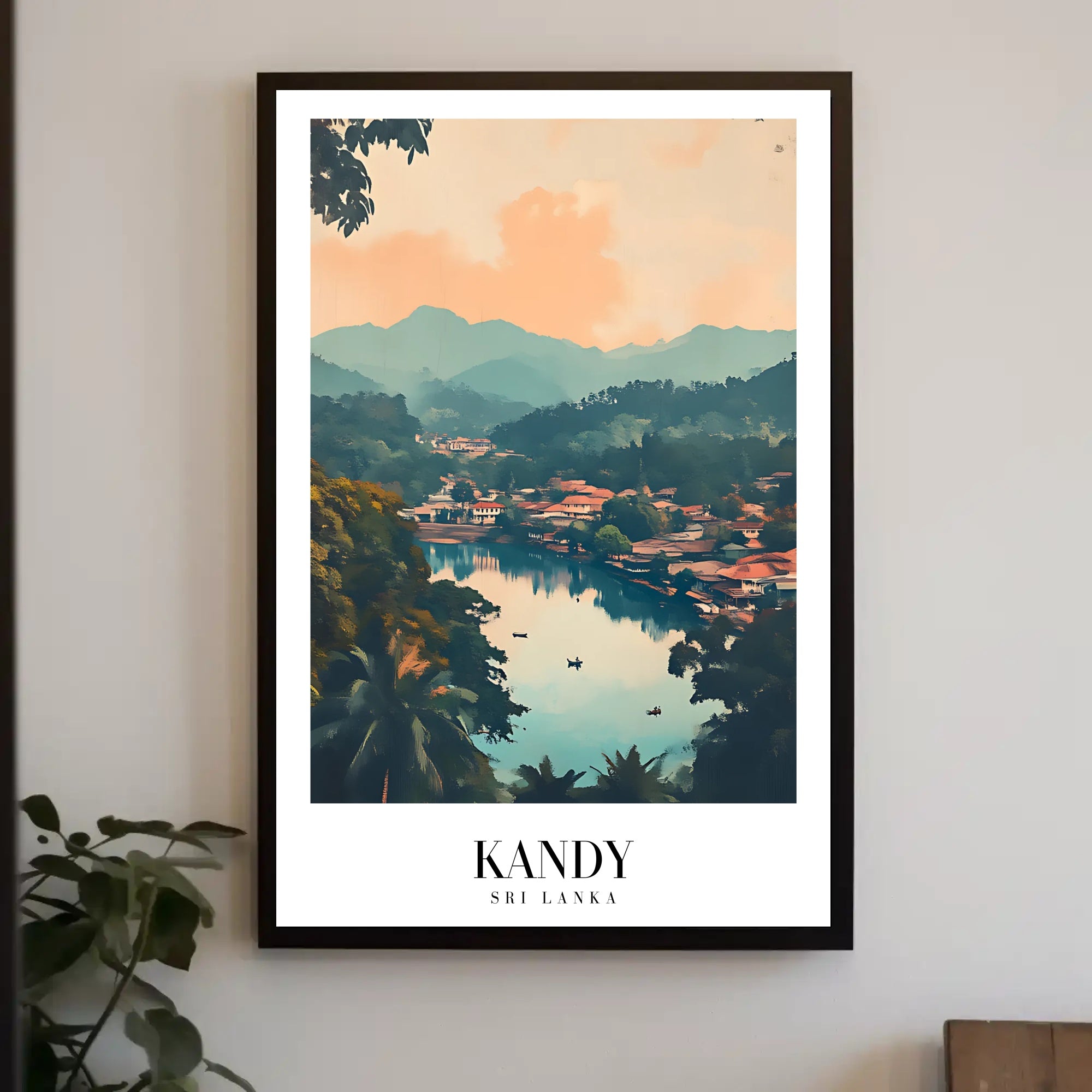 Serene Landscape of Kandy: Vintage Travel Poster PosterGoat