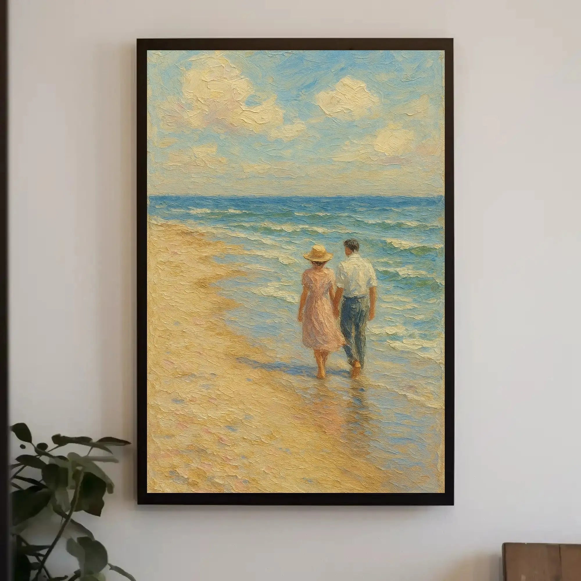Serene Mid-Century Romance by the Sea - Artistic Poster PosterGoat