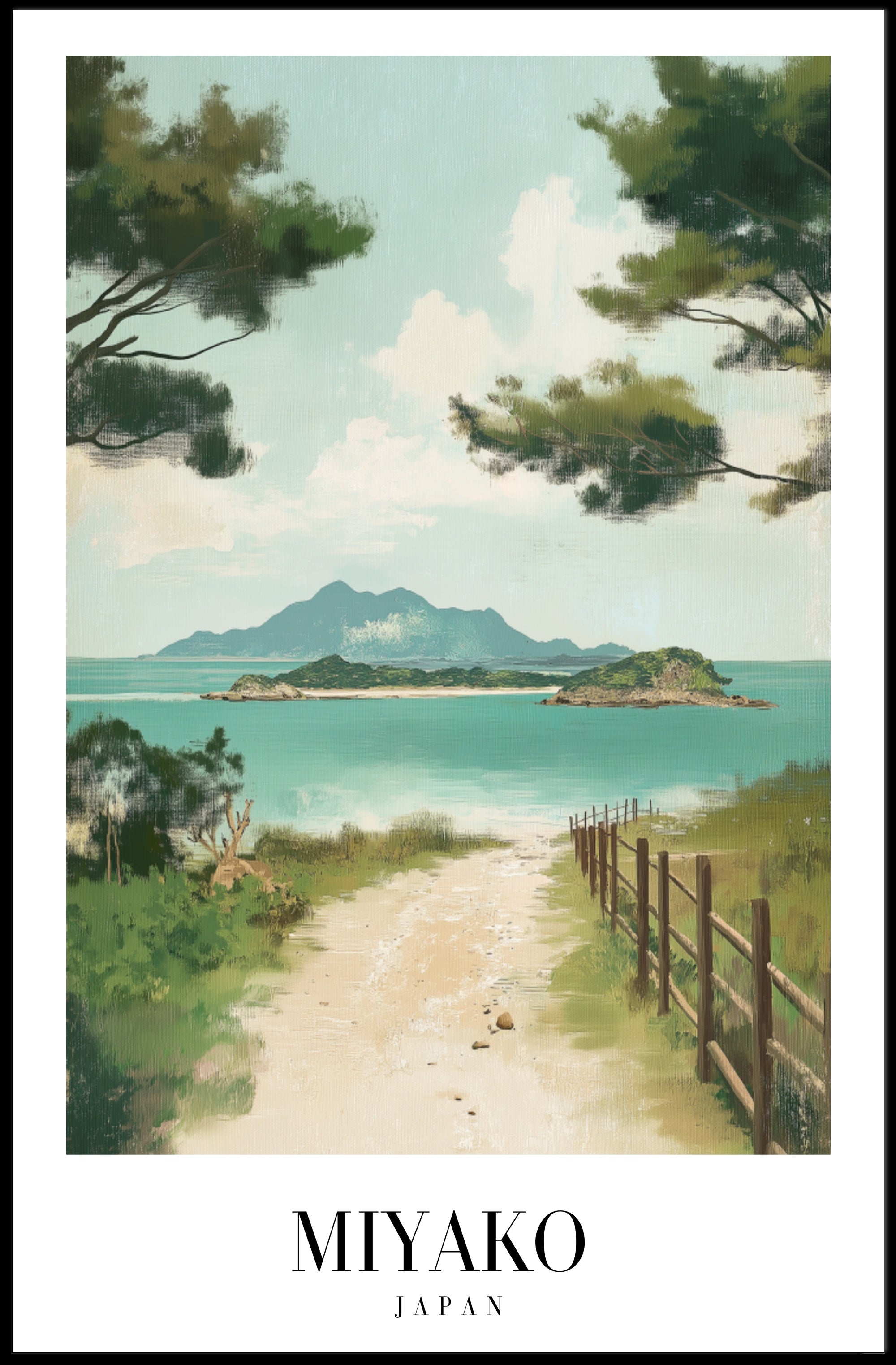 Serene Miyako Japan Seaside Travel Poster PosterGoat
