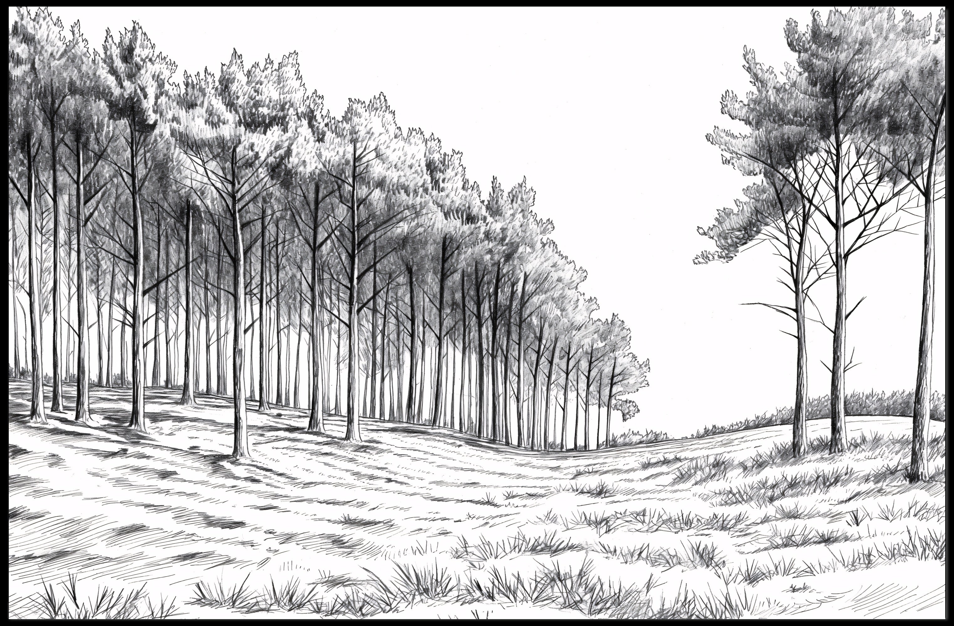 Serene Monochrome Forest Scene Wall Art Artistic Poster PosterGoat