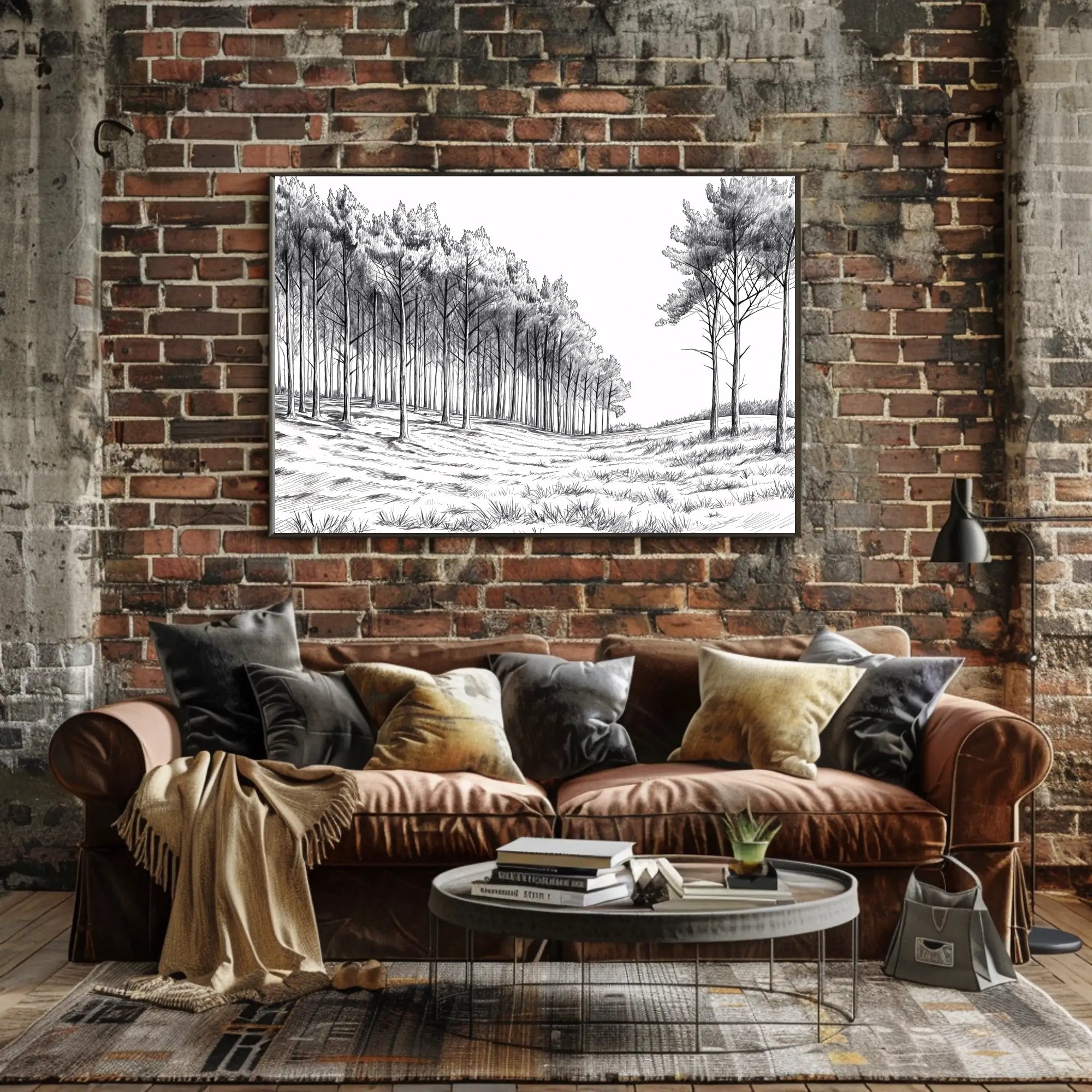 Serene Monochrome Forest Scene Wall Art Artistic Poster PosterGoat