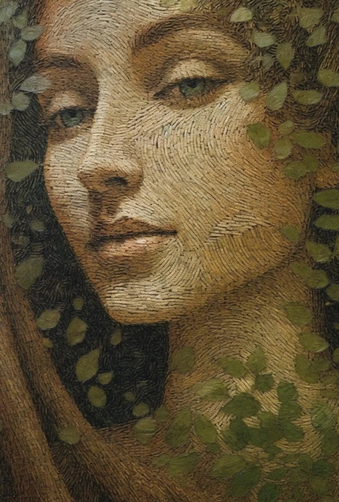 Serene Nature Connection - Ethereal Portrait Artistic Poster PosterGoat