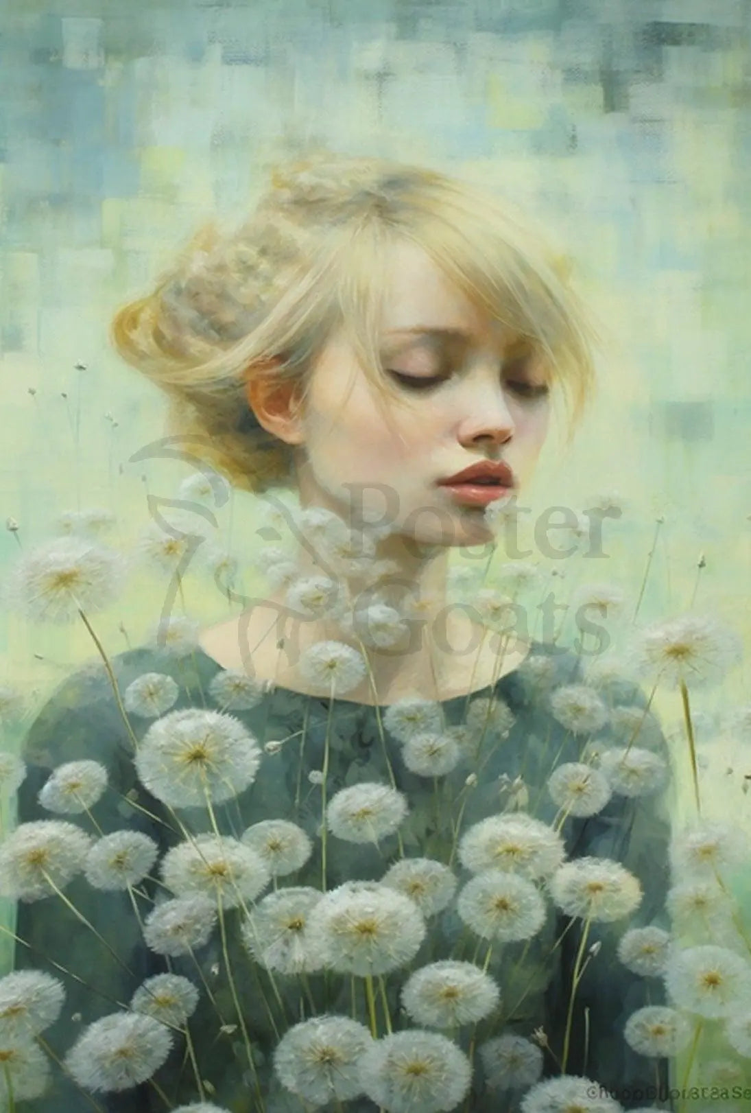 Serene Nature Tranquility with Dandelions Artistic Poster PosterGoat