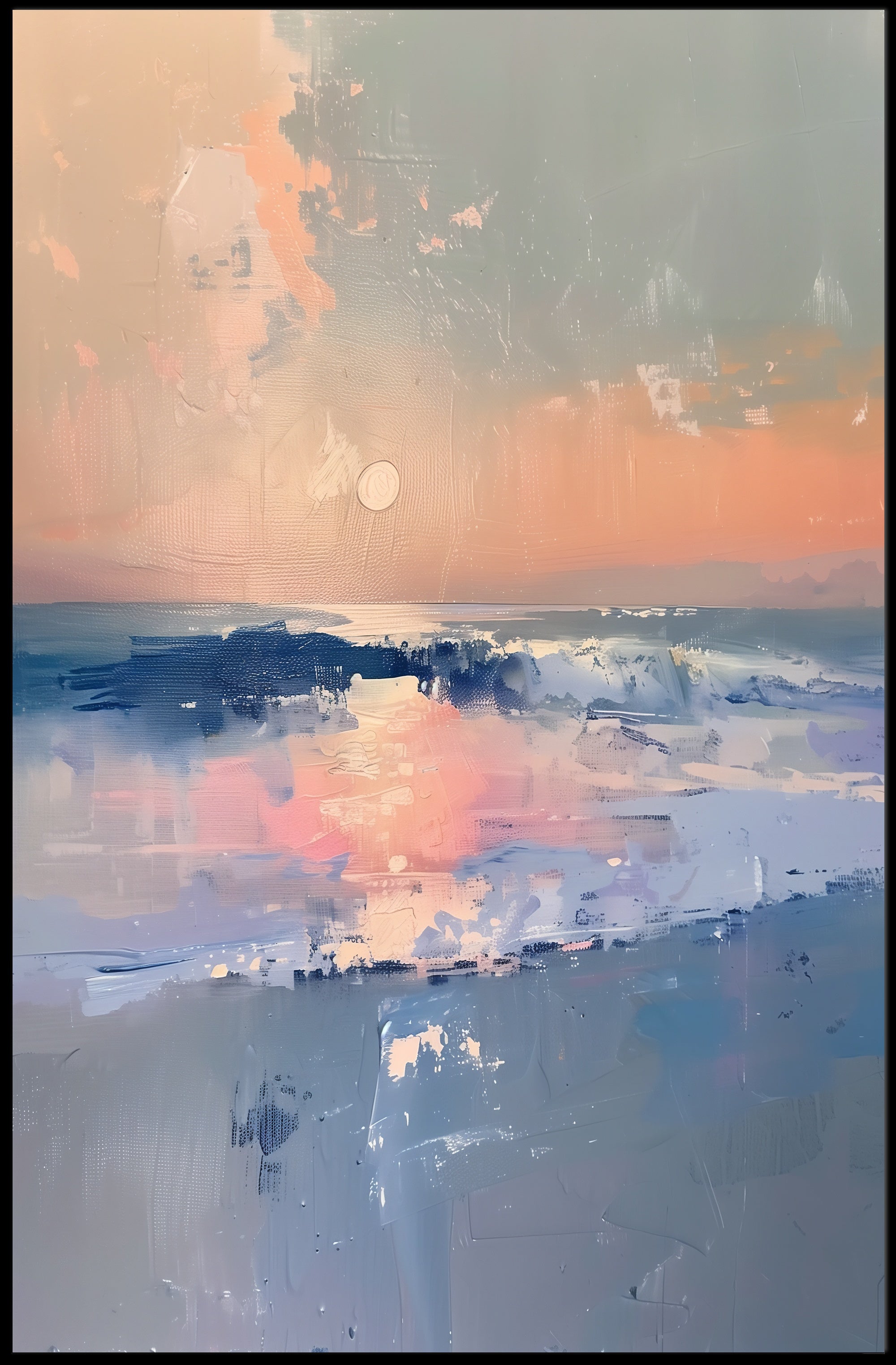 Serene Ocean Sunset Abstract Artistic Poster PosterGoat