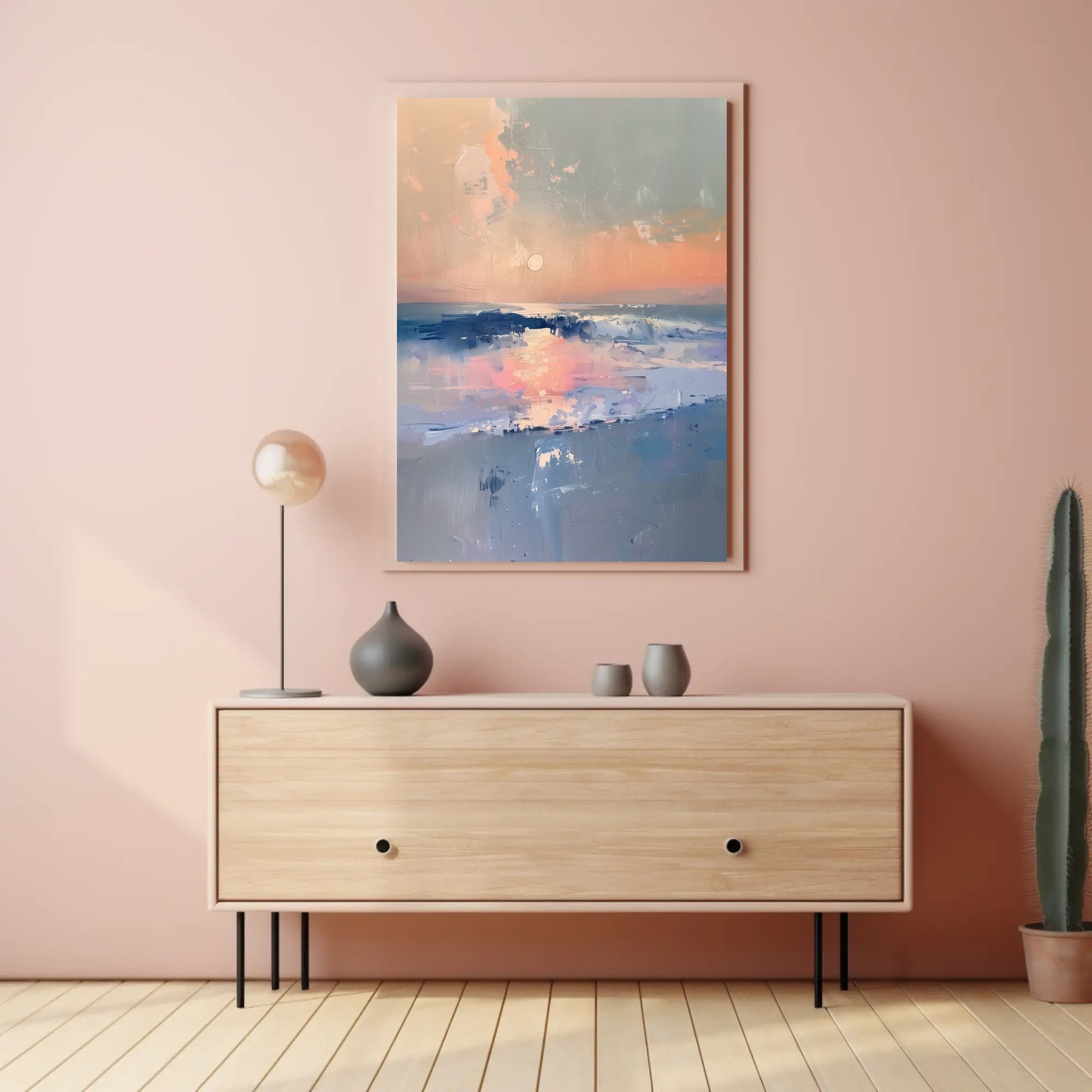 Serene Ocean Sunset Abstract Artistic Poster PosterGoat