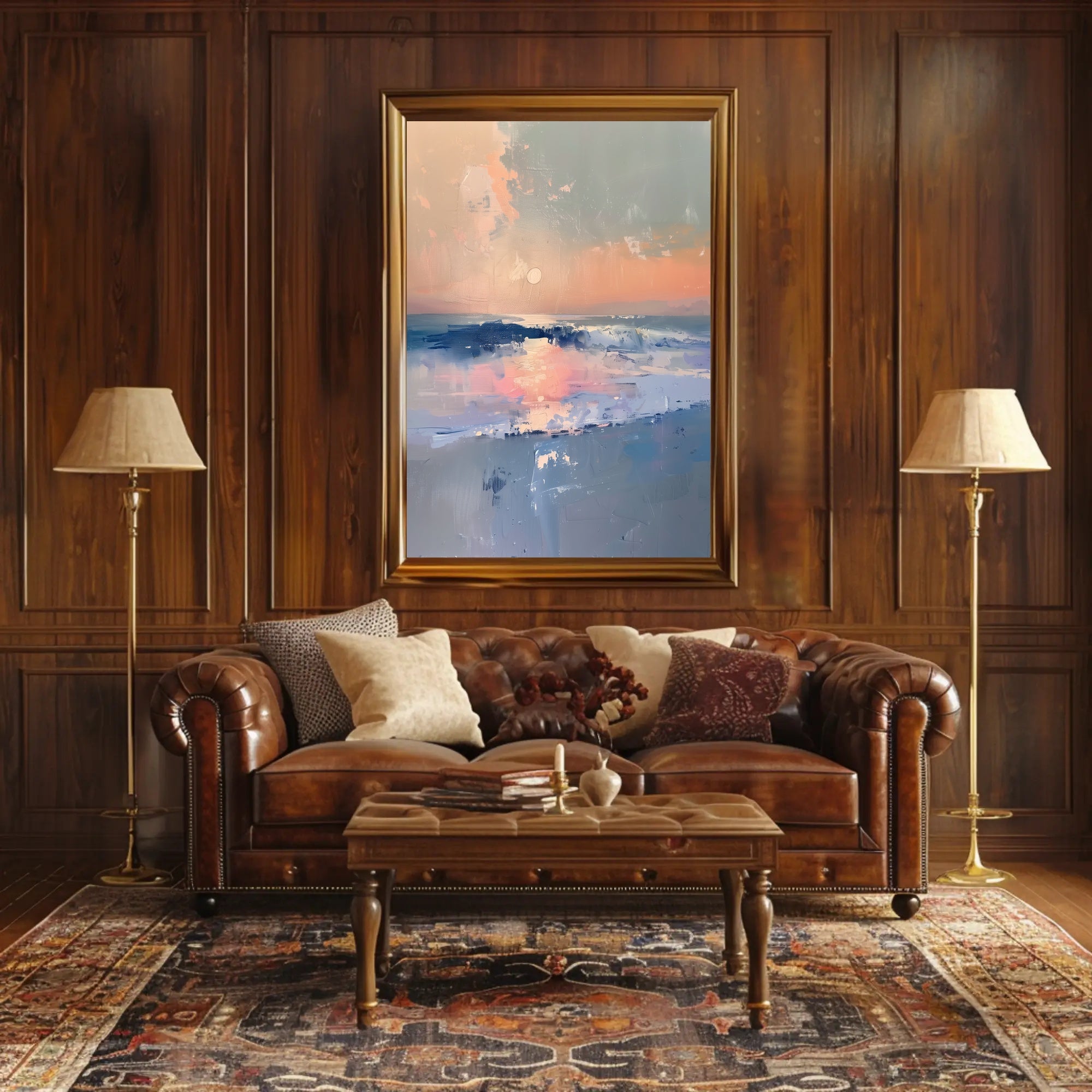 Serene Ocean Sunset Abstract Artistic Poster PosterGoat