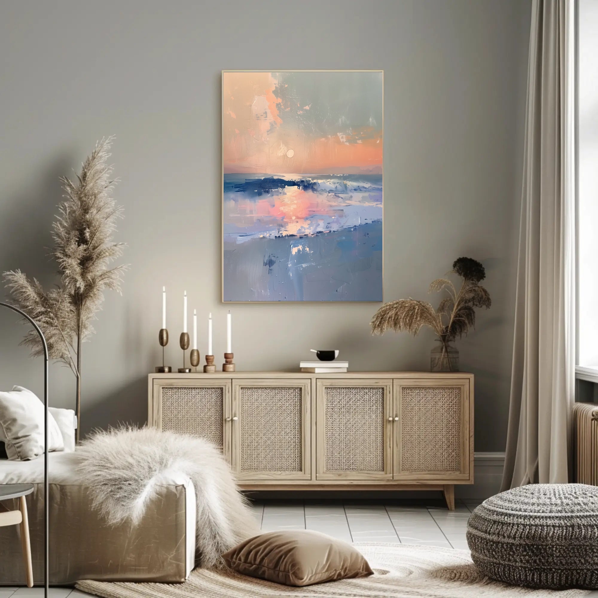Serene Ocean Sunset Abstract Artistic Poster PosterGoat