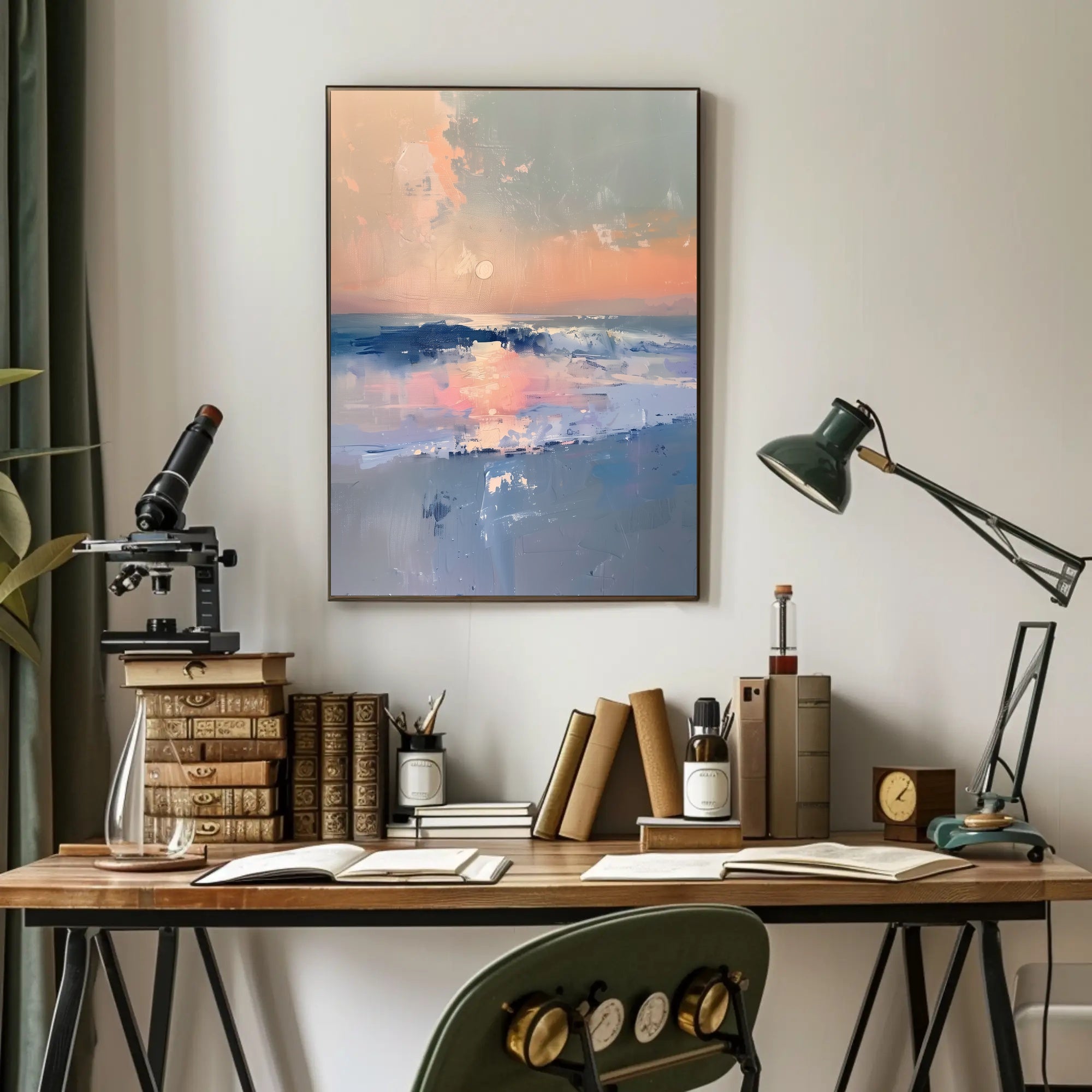 Serene Ocean Sunset Abstract Artistic Poster PosterGoat