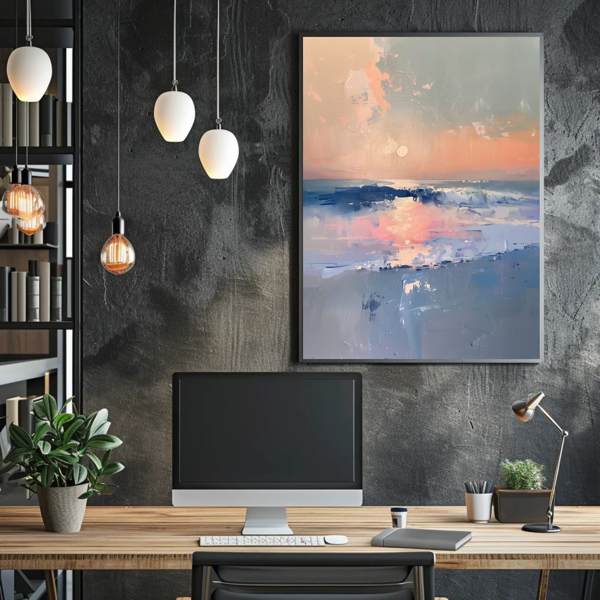 Serene Ocean Sunset Abstract Artistic Poster PosterGoat