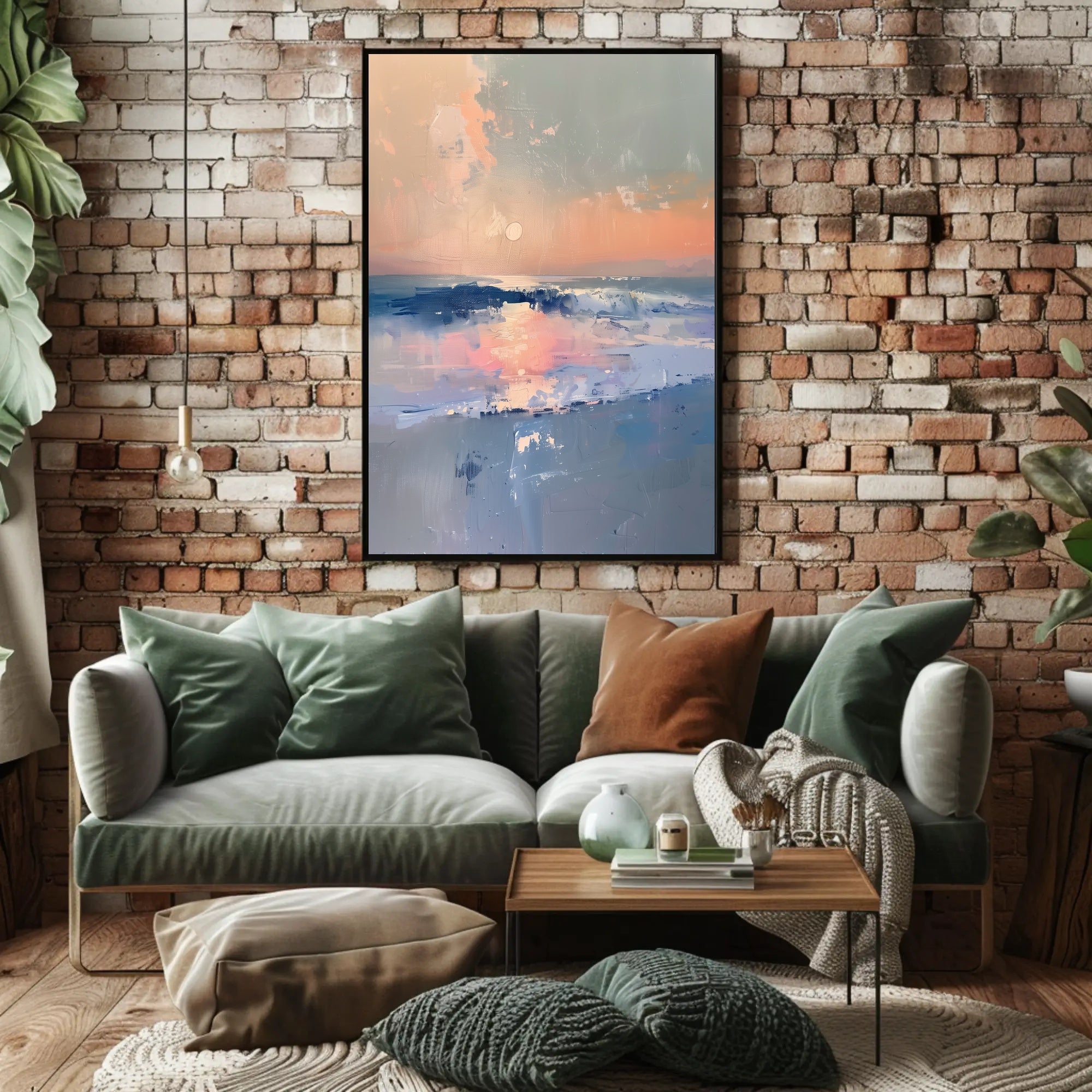 Serene Ocean Sunset Abstract Artistic Poster PosterGoat