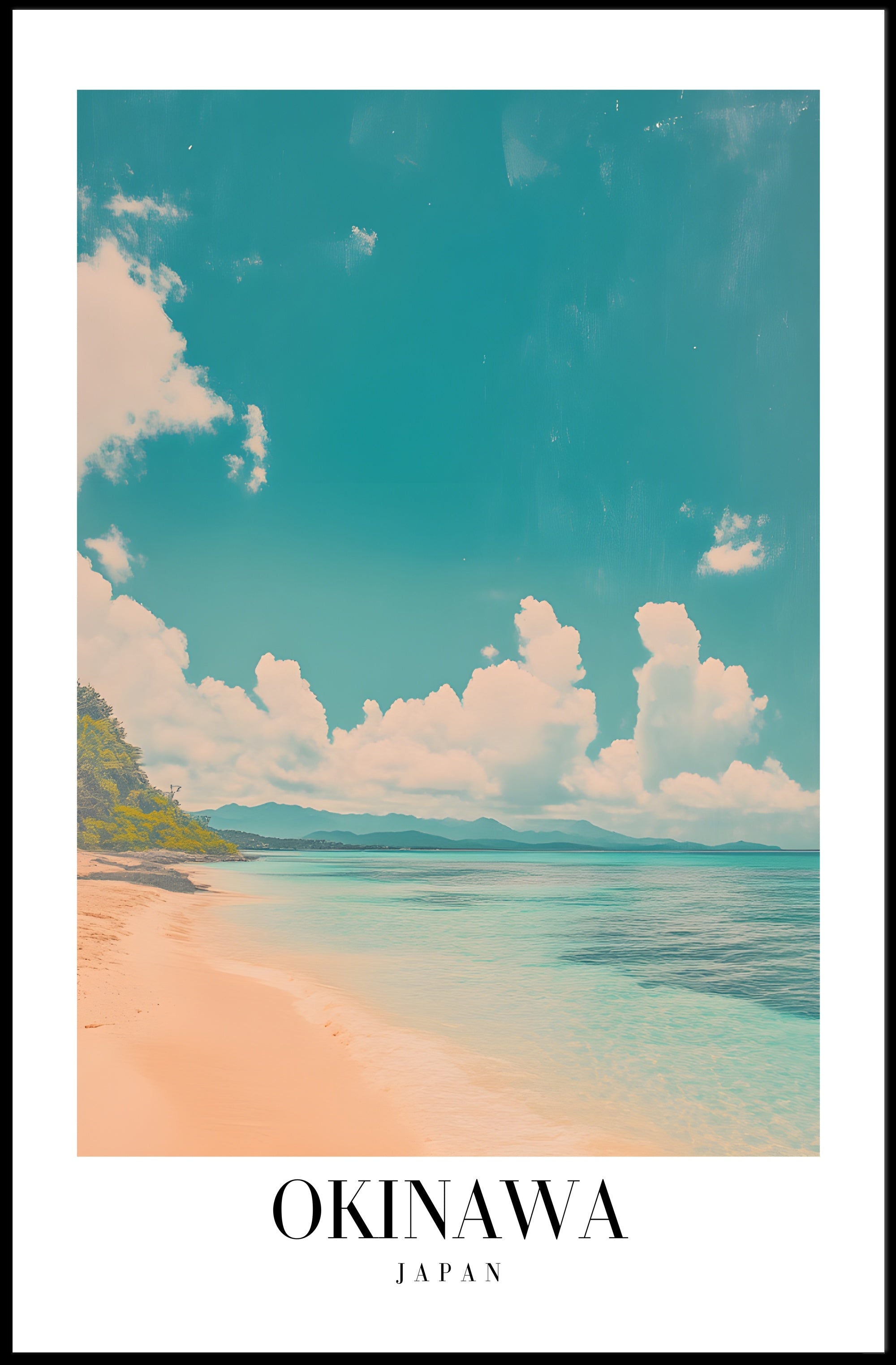 Serene Okinawa Beach Scene Travel Poster PosterGoat