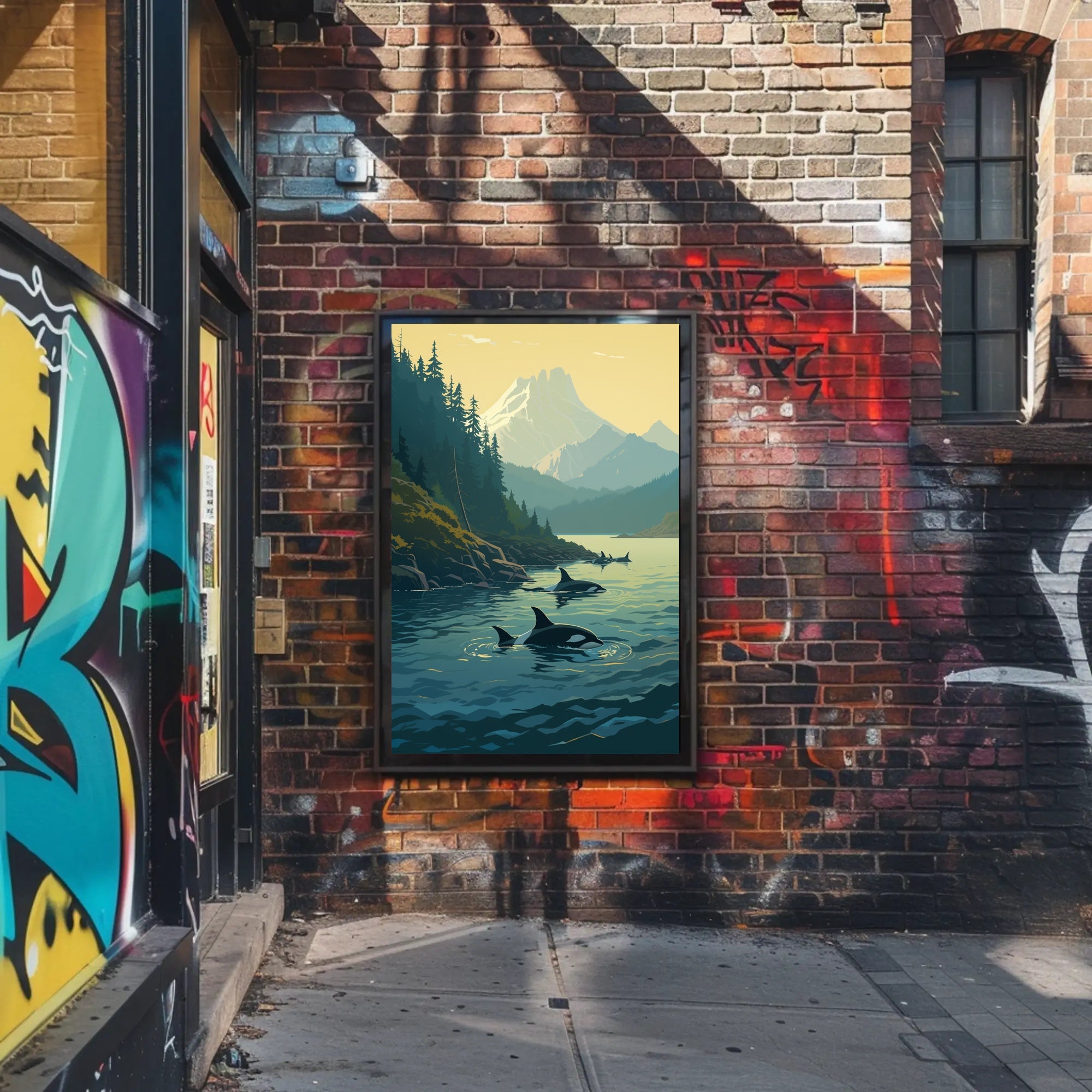 Serene Orcas Landscape with Majestic Mountains Travel Poster PosterGoat