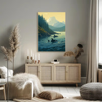 Serene Orcas Landscape with Majestic Mountains Travel Poster PosterGoat