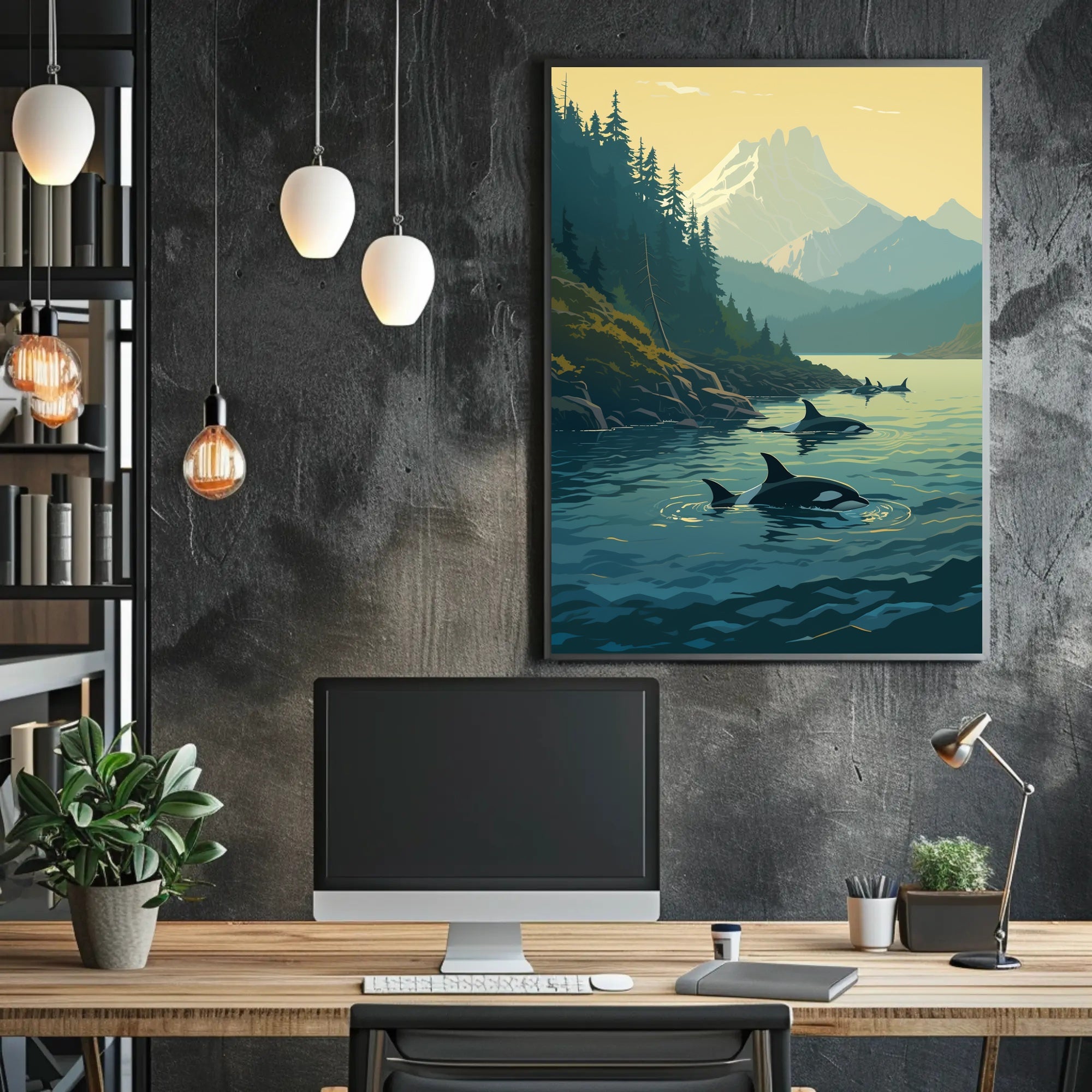 Serene Orcas Landscape with Majestic Mountains Travel Poster PosterGoat
